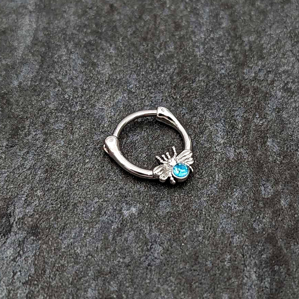 BodyCandy 16G 5/16 Blue Gem Ultra Fly Cartilage Clicker — side view