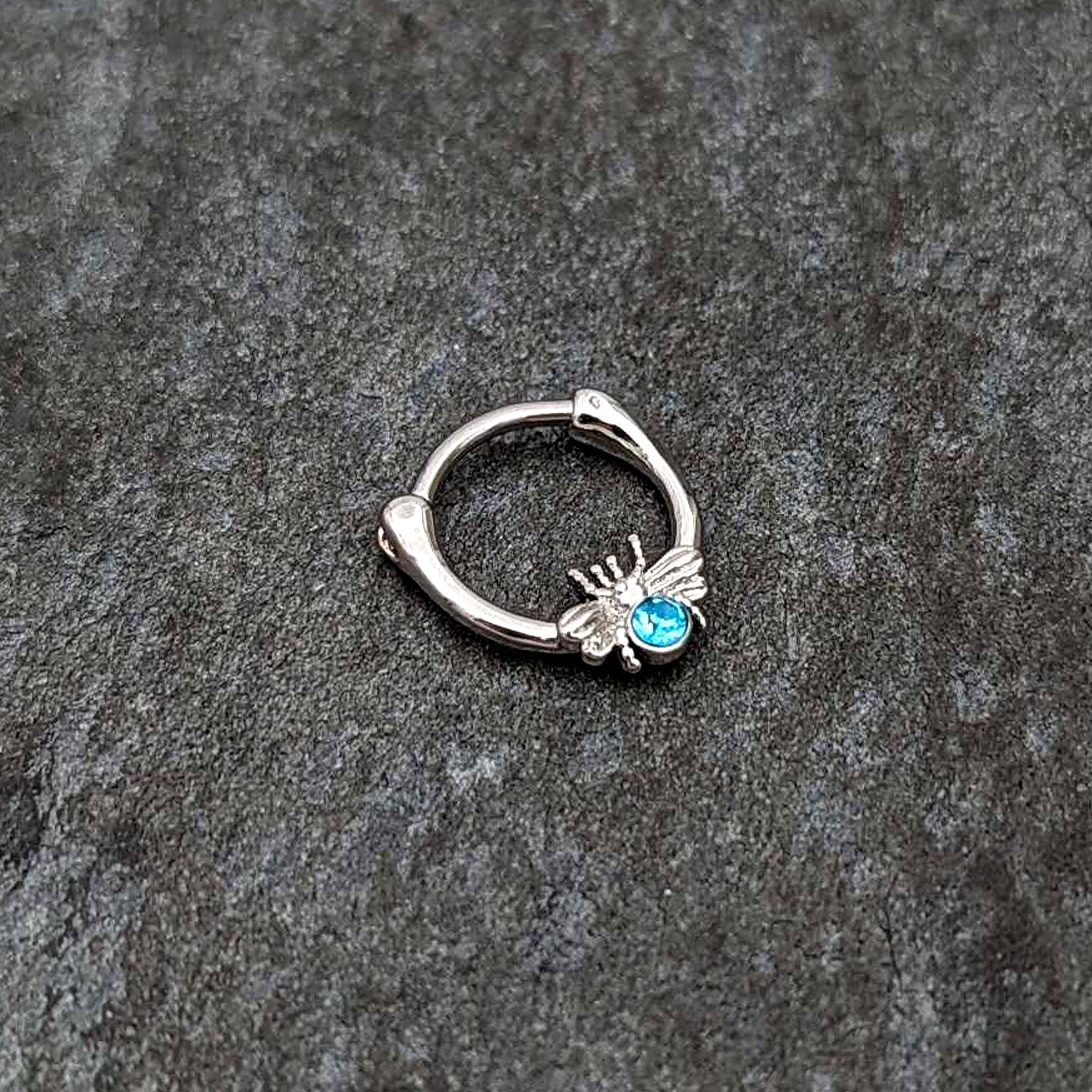 BodyCandy 16G 5/16 Blue Gem Ultra Fly Cartilage Clicker — side view