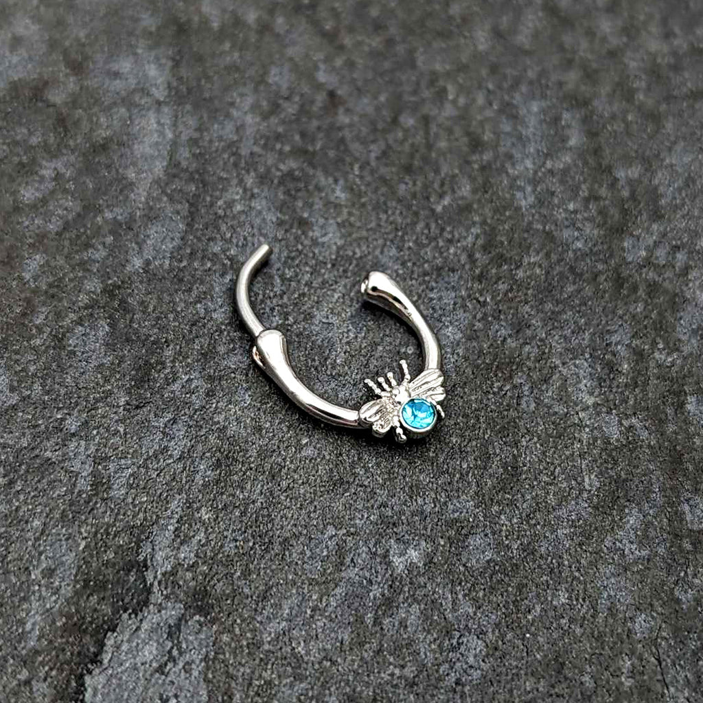 BodyCandy 16G 5/16 Blue Gem Ultra Fly Cartilage Clicker — back view
