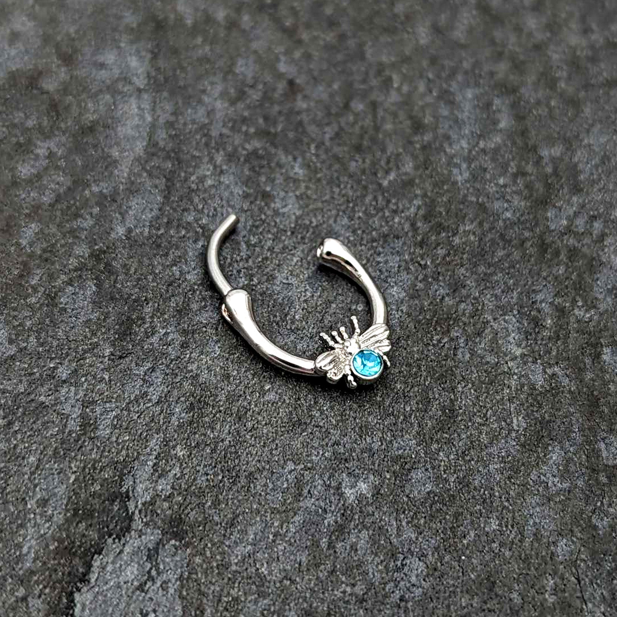 BodyCandy 16G 5/16 Blue Gem Ultra Fly Cartilage Clicker — back view