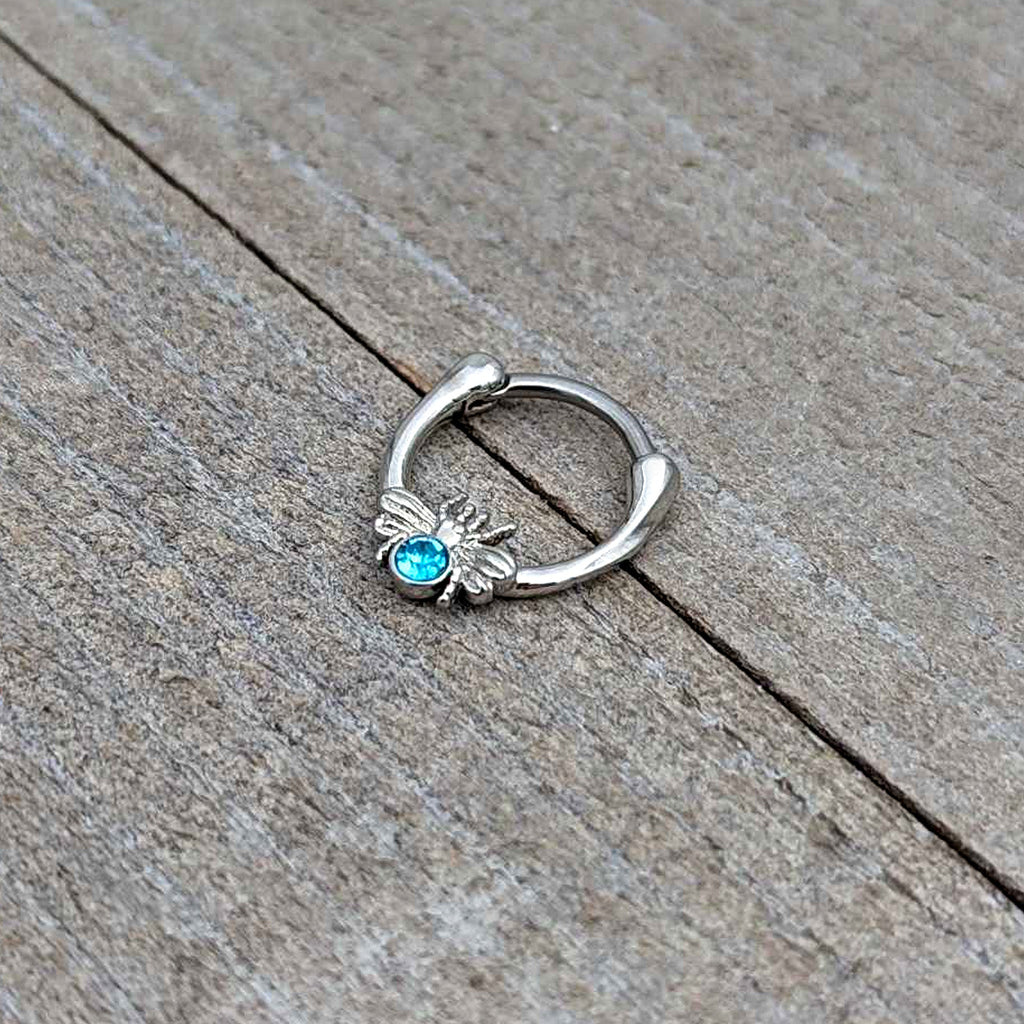 BodyCandy 16G 5/16 Blue Gem Ultra Fly Cartilage Clicker — alternative angle