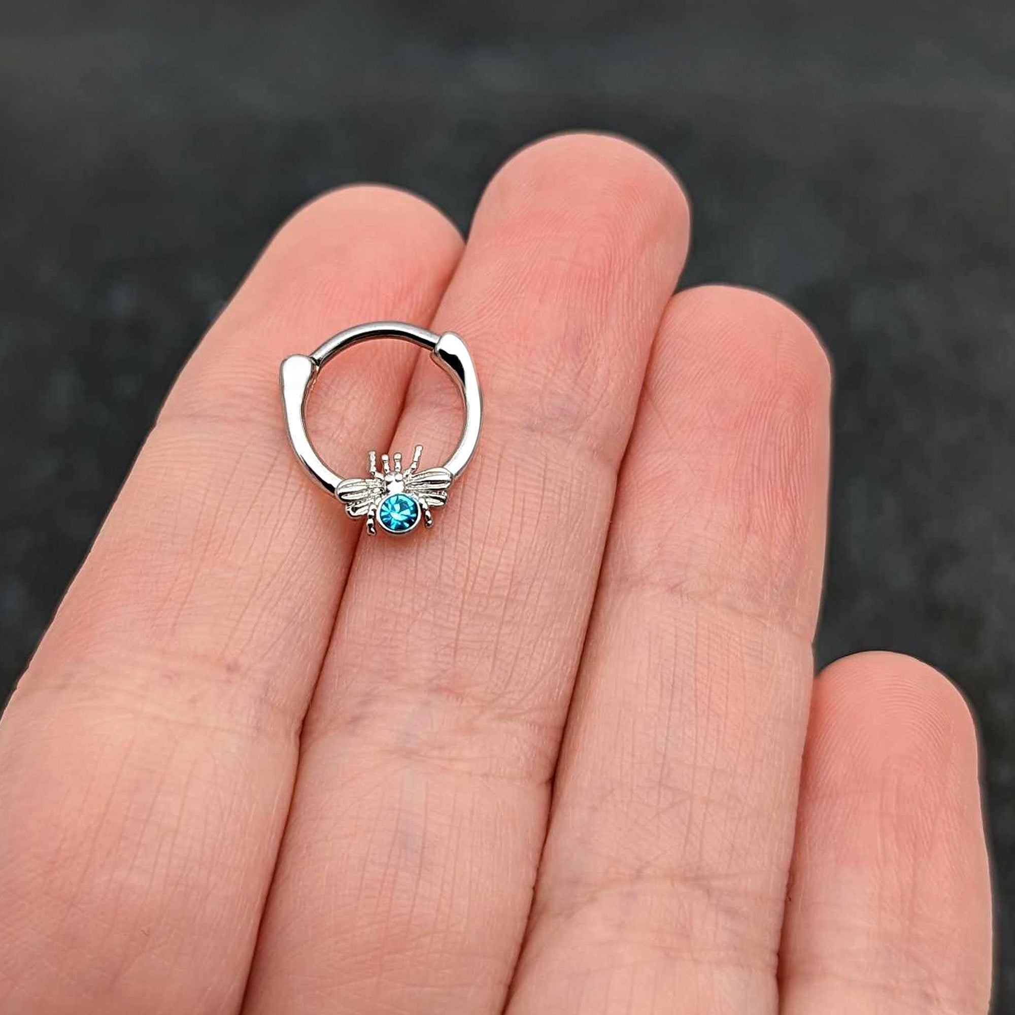 BodyCandy 16G 5/16 Blue Gem Ultra Fly Cartilage Clicker — size reference