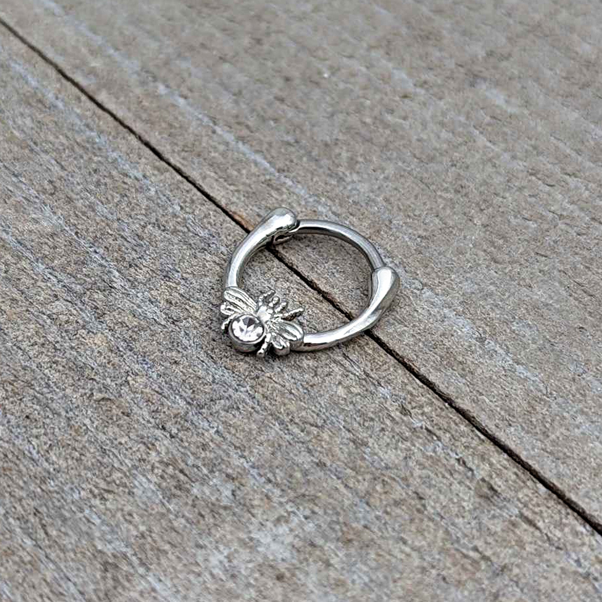 BodyCandy 16G 5/16 Clear Gem Ultra Fly Cartilage Clicker — alternative angle