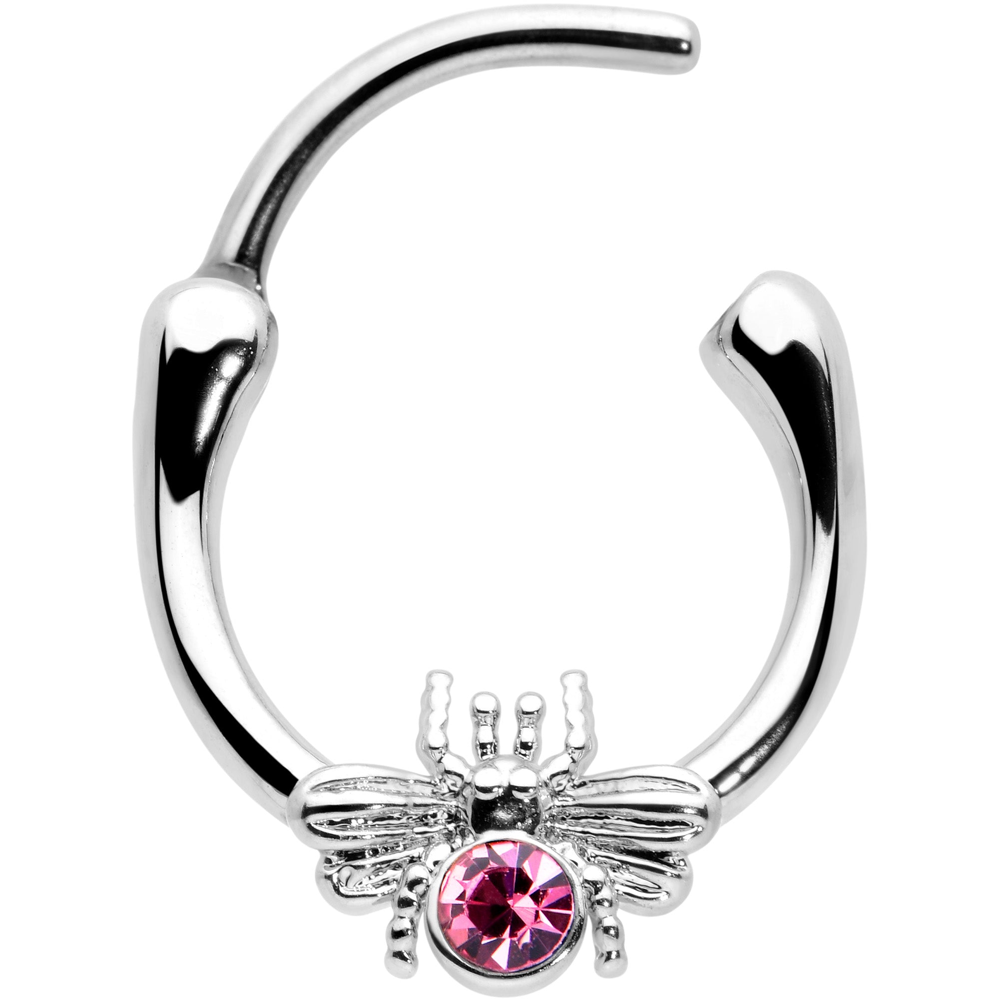 BodyCandy 16G 5/16 Pink Gem Ultra Fly Cartilage Clicker — detail close-up