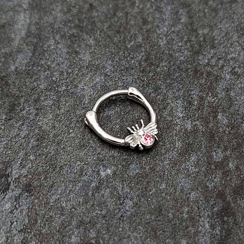 BodyCandy 16G 5/16 Pink Gem Ultra Fly Cartilage Clicker — side view