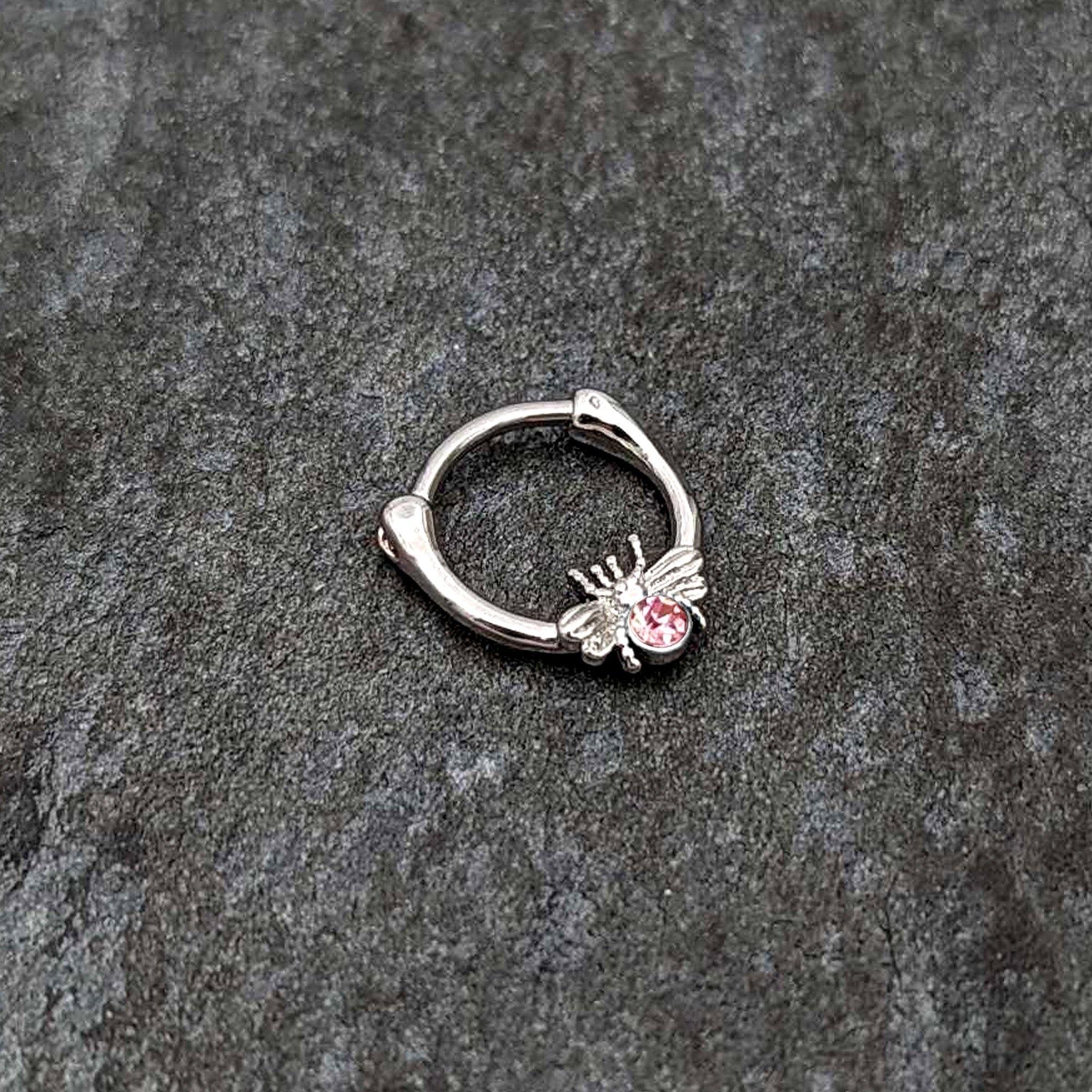 BodyCandy 16G 5/16 Pink Gem Ultra Fly Cartilage Clicker — side view