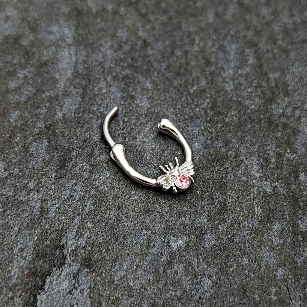BodyCandy 16G 5/16 Pink Gem Ultra Fly Cartilage Clicker — back view
