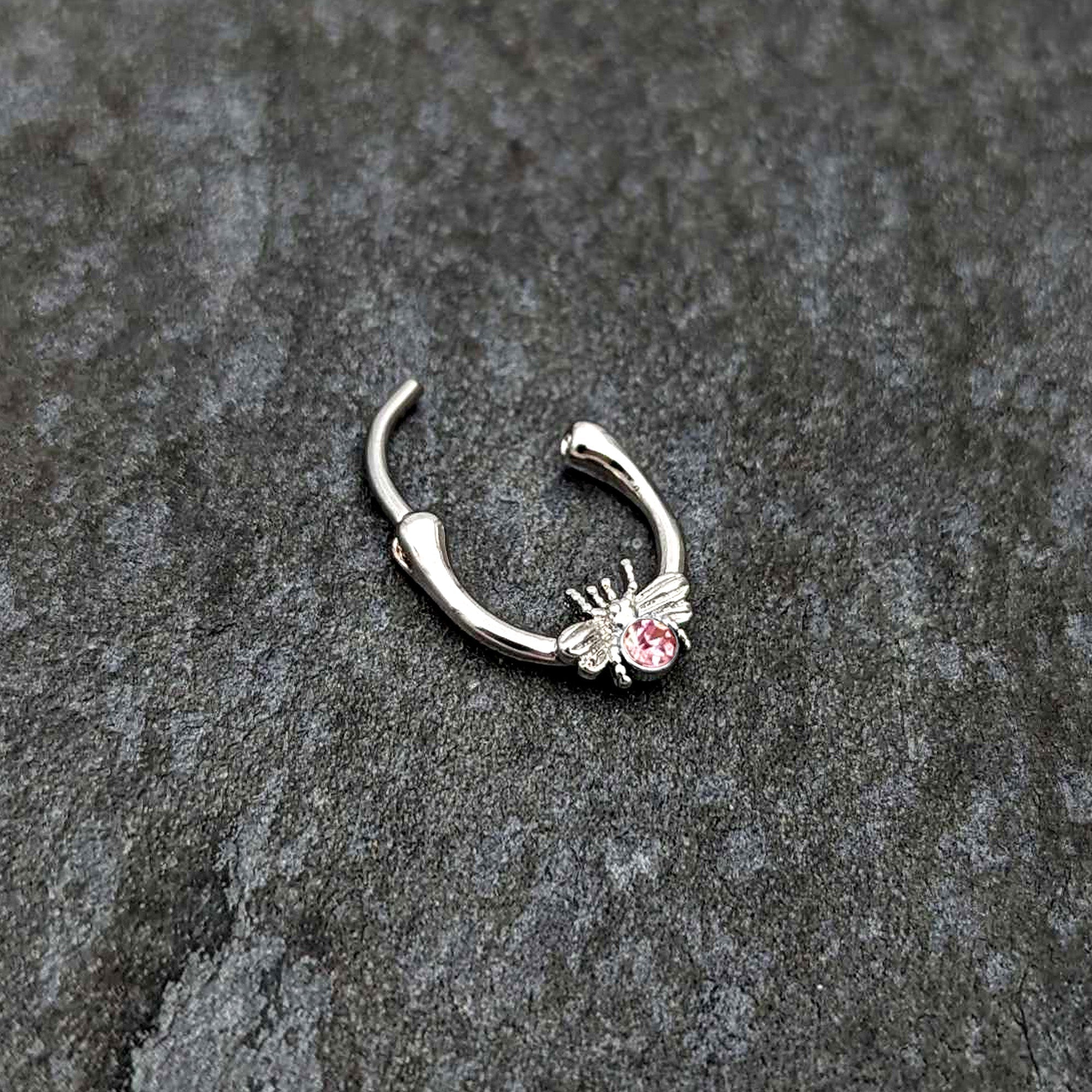 BodyCandy 16G 5/16 Pink Gem Ultra Fly Cartilage Clicker — back view