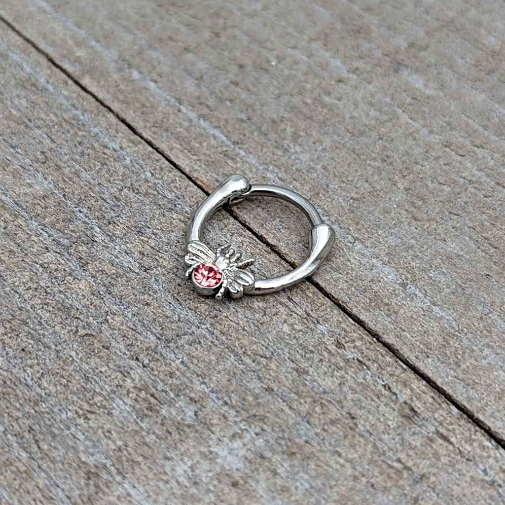 BodyCandy 16G 5/16 Pink Gem Ultra Fly Cartilage Clicker — alternative angle