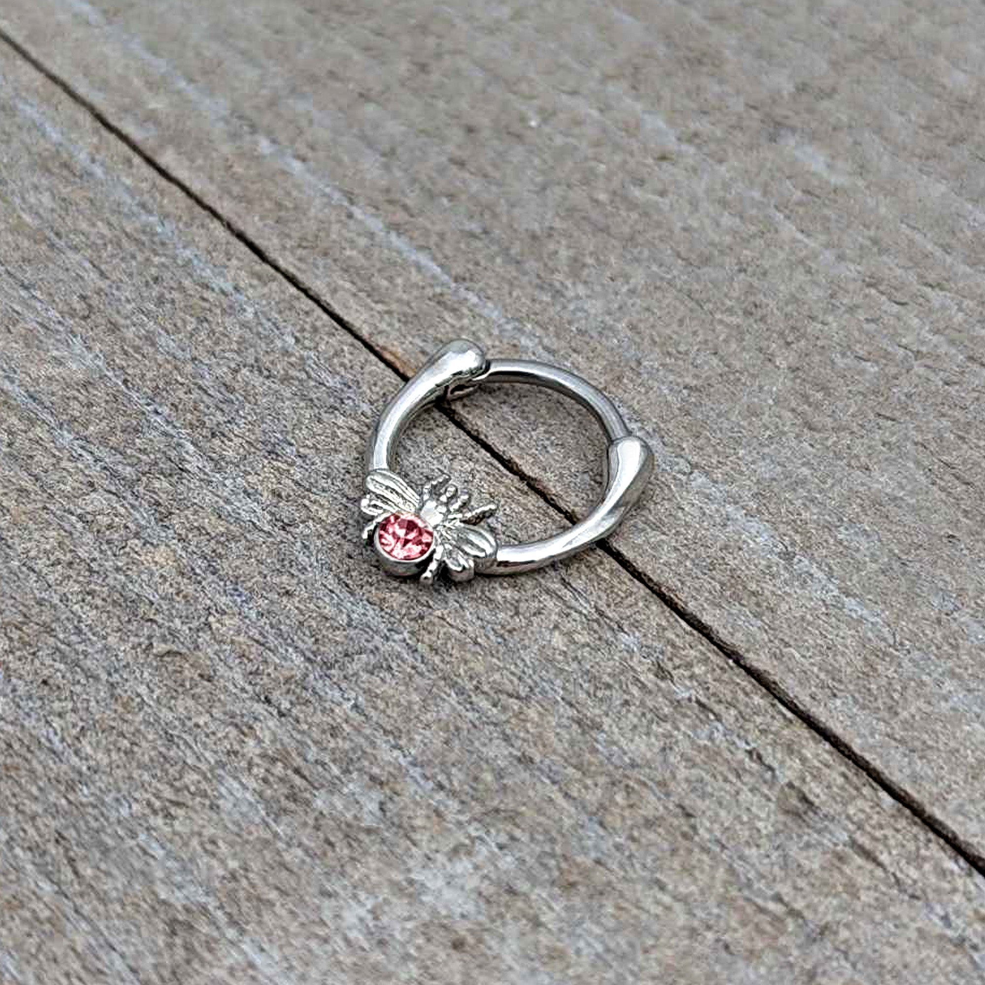 BodyCandy 16G 5/16 Pink Gem Ultra Fly Cartilage Clicker — alternative angle