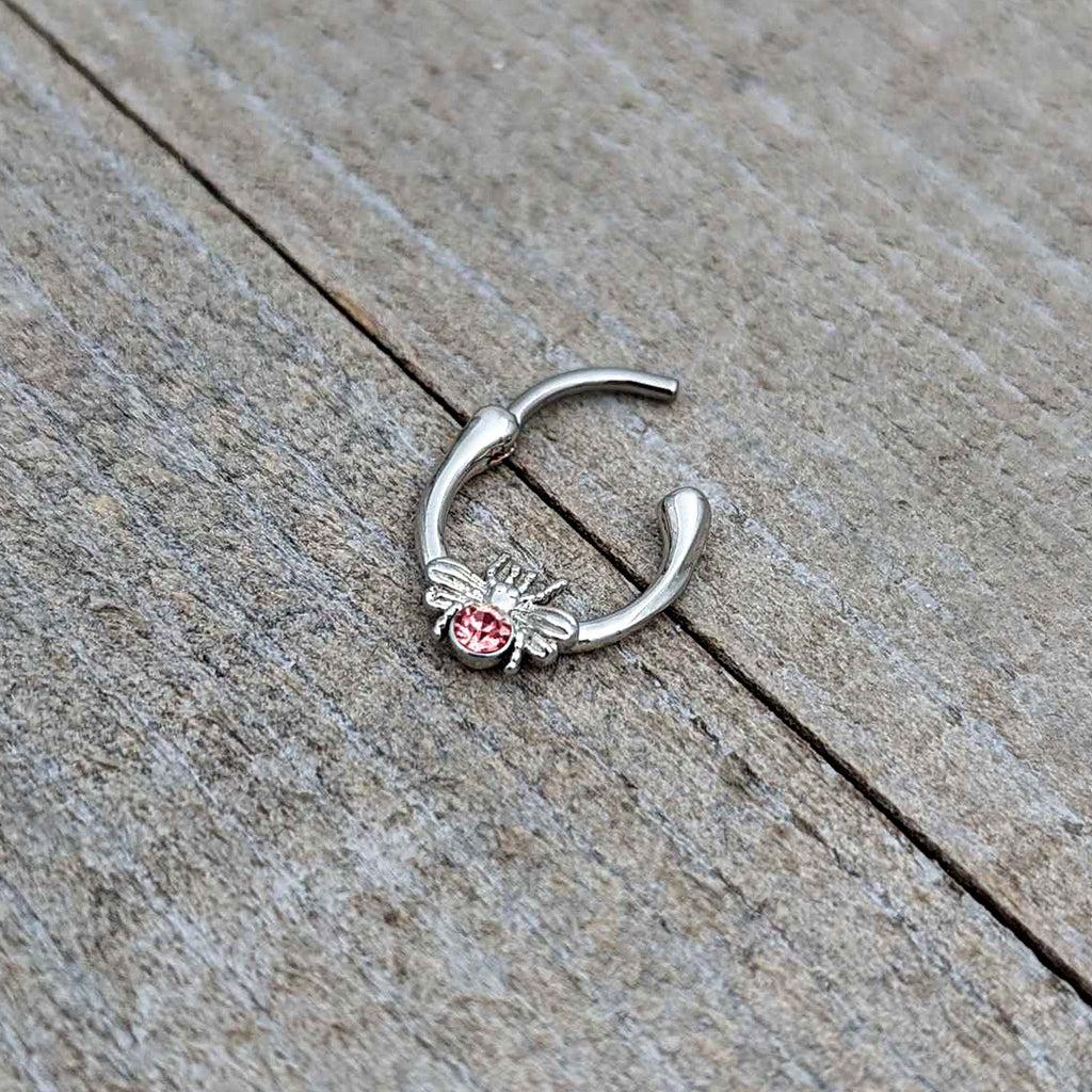 BodyCandy 16G 5/16 Pink Gem Ultra Fly Cartilage Clicker — in-use photo