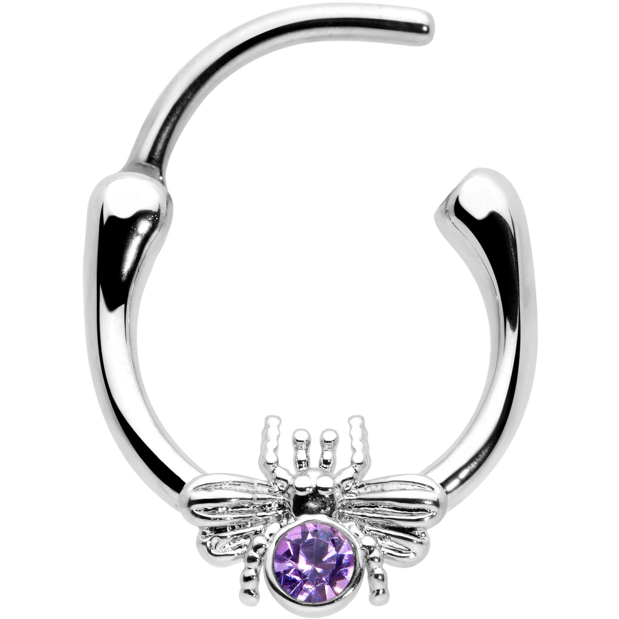 BodyCandy 16G 5/16 Purple Gem Ultra Fly Cartilage Clicker — detail close-up