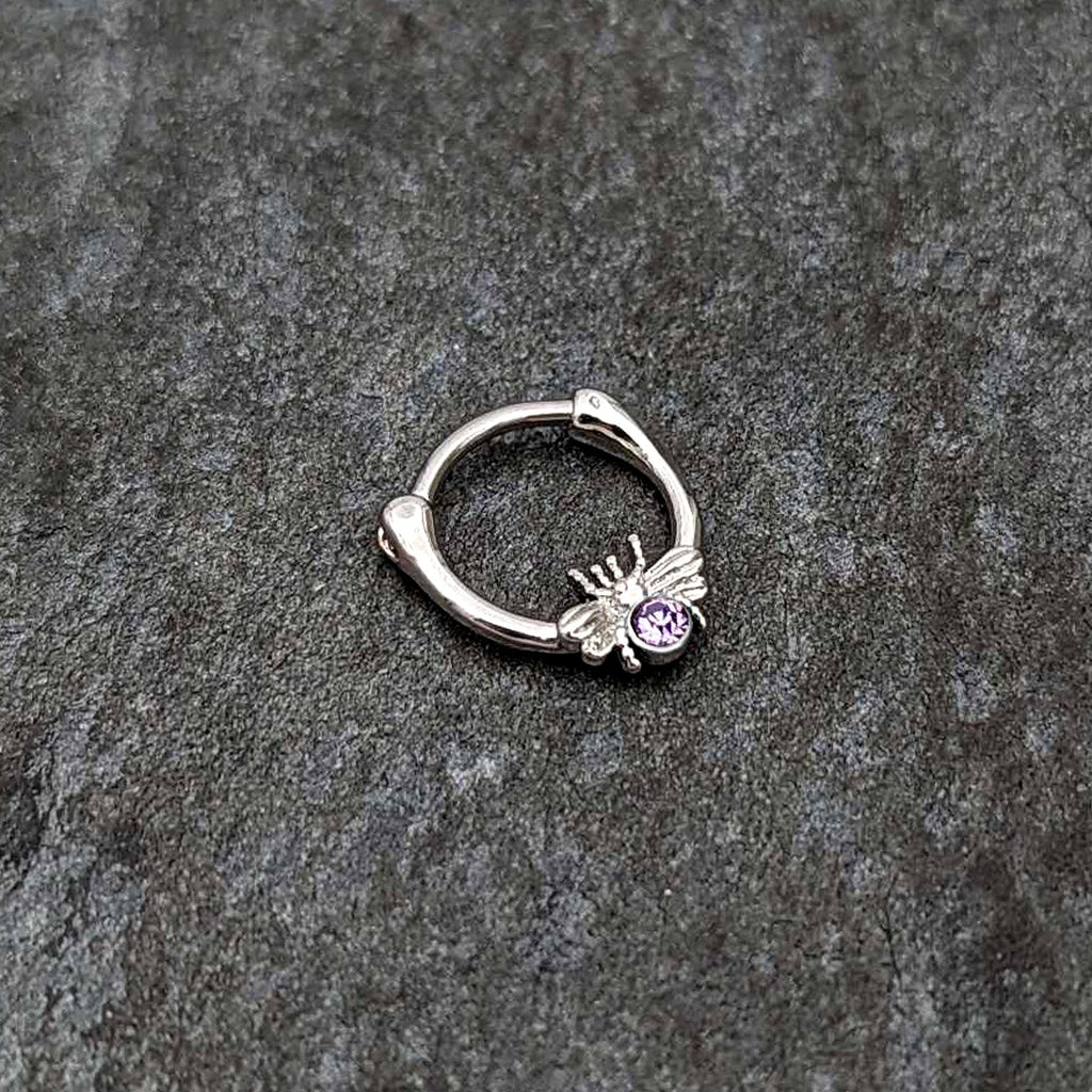 BodyCandy 16G 5/16 Purple Gem Ultra Fly Cartilage Clicker — side view
