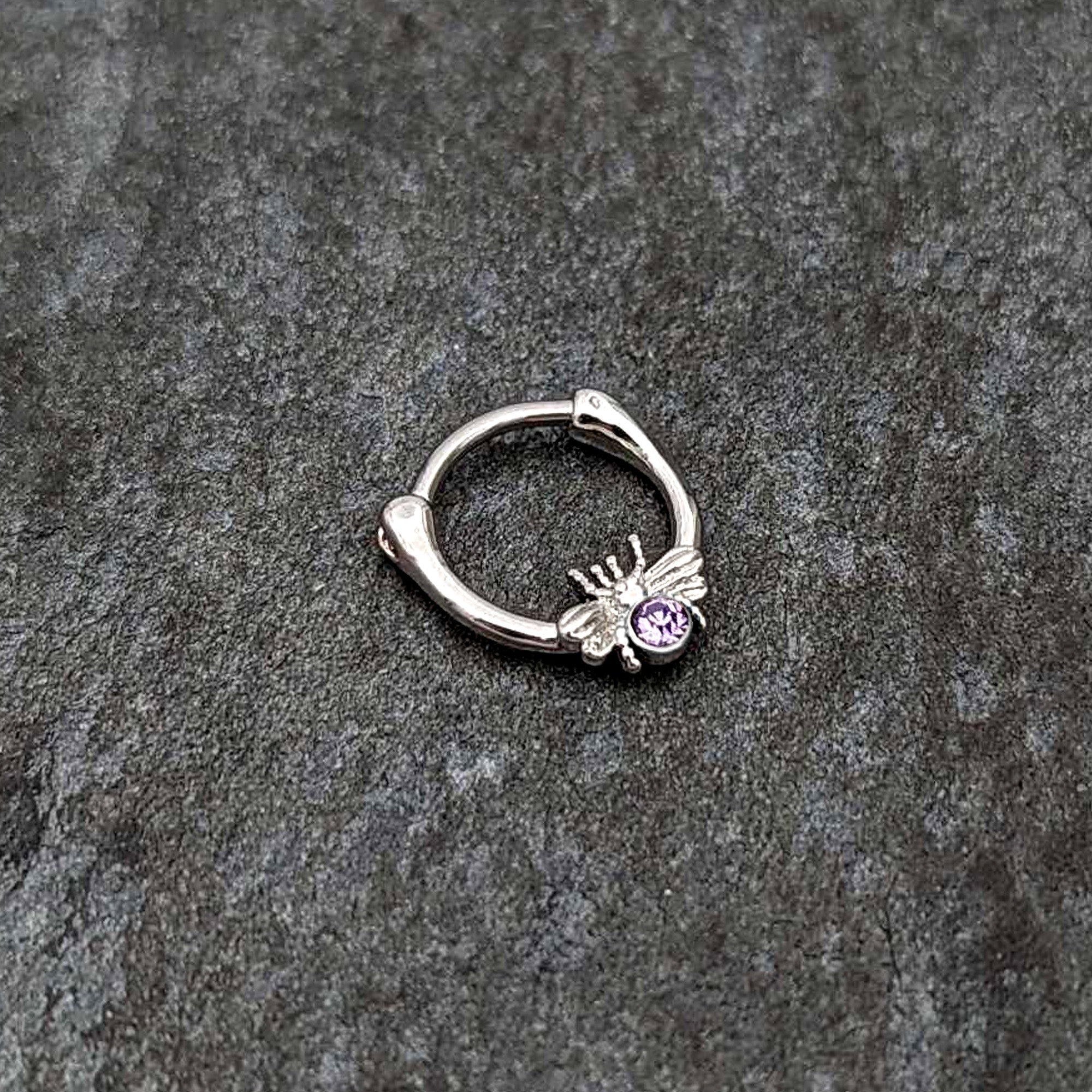 BodyCandy 16G 5/16 Purple Gem Ultra Fly Cartilage Clicker — side view