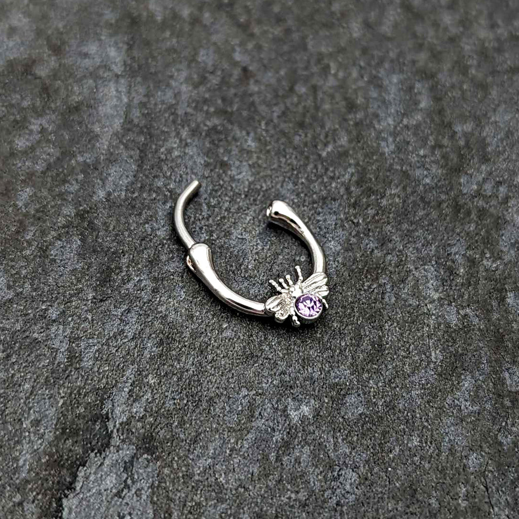 BodyCandy 16G 5/16 Purple Gem Ultra Fly Cartilage Clicker — back view