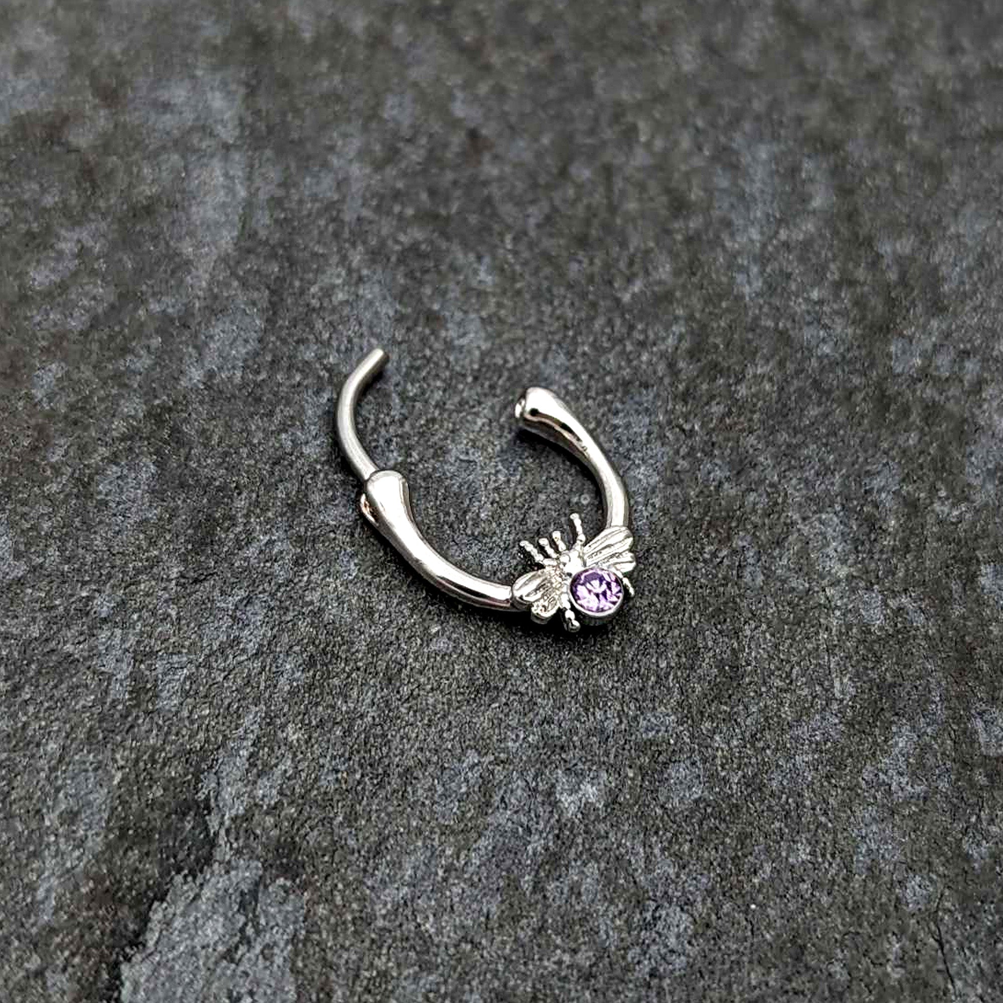 BodyCandy 16G 5/16 Purple Gem Ultra Fly Cartilage Clicker — back view