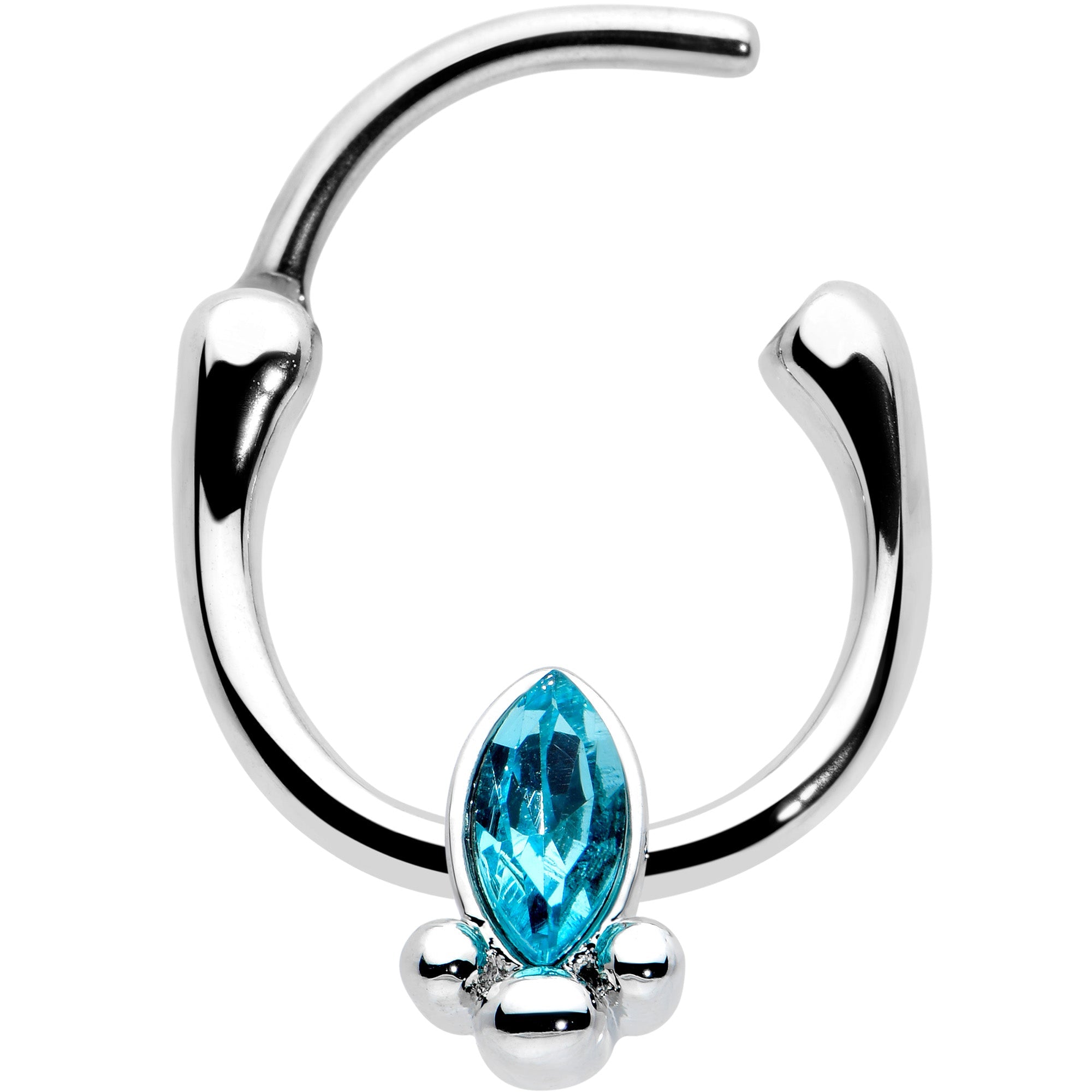 BodyCandy 16G 5/16 Blue Gem Deco Oval Cartilage Clicker — detail close-up