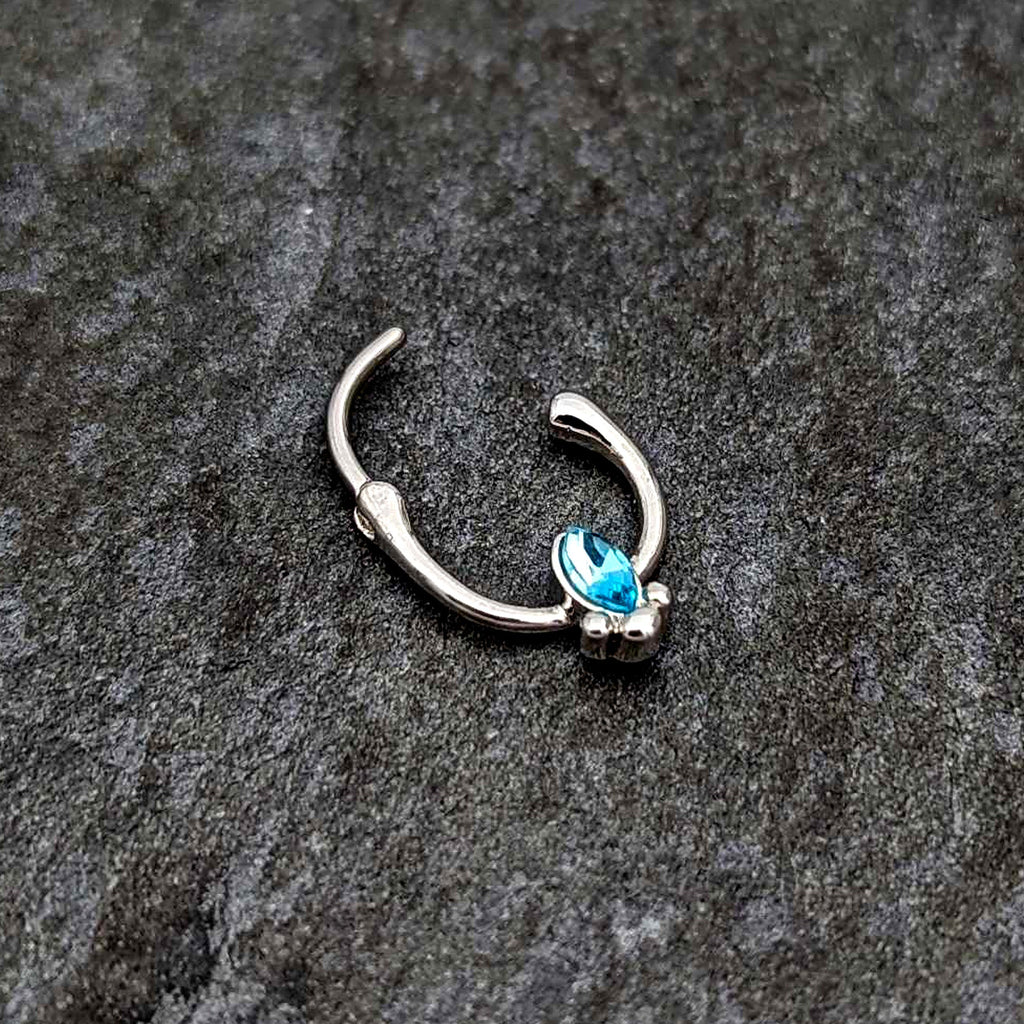 BodyCandy 16G 5/16 Blue Gem Deco Oval Cartilage Clicker — back view