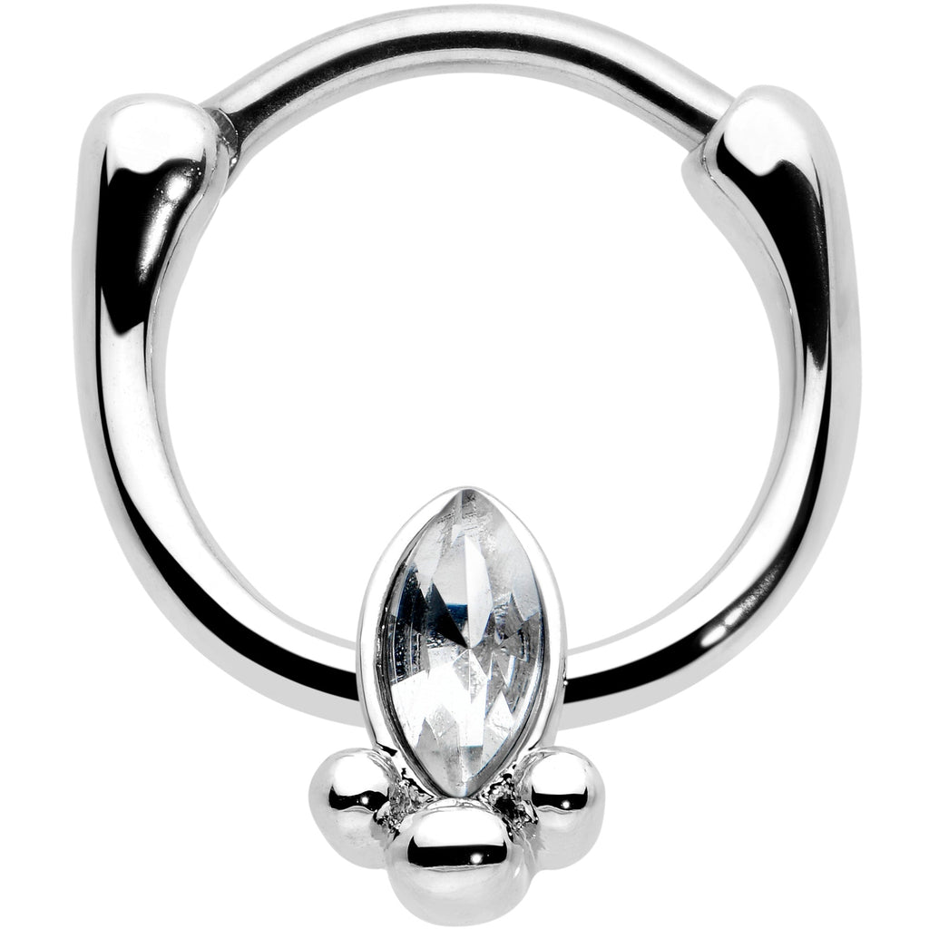 BodyCandy 16G 5/16 Clear Gem Deco Oval Cartilage Clicker — main product shot