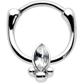 16G 5/16 Clear Gem Deco Oval Cartilage Clicker