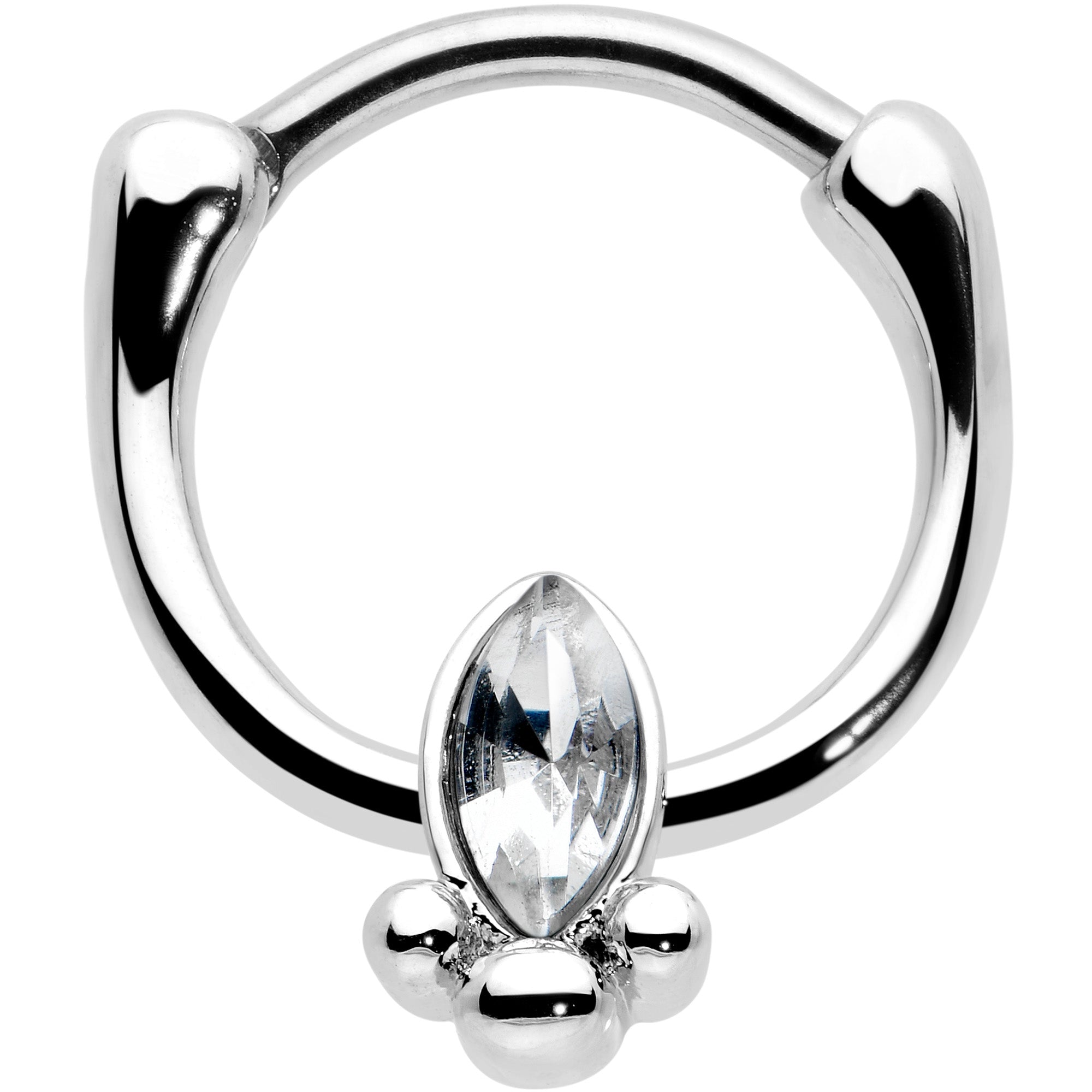 BodyCandy 16G 5/16 Clear Gem Deco Oval Cartilage Clicker — main product shot