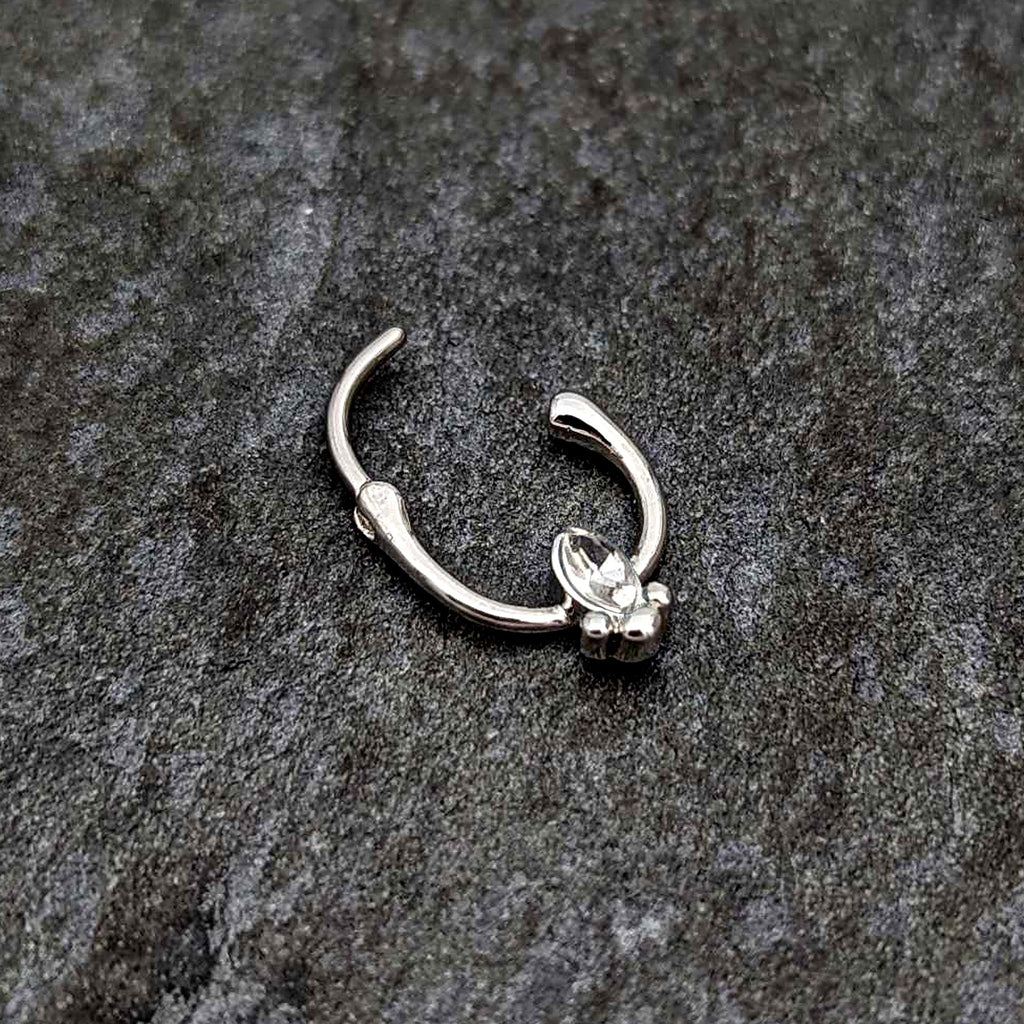 BodyCandy 16G 5/16 Clear Gem Deco Oval Cartilage Clicker — back view