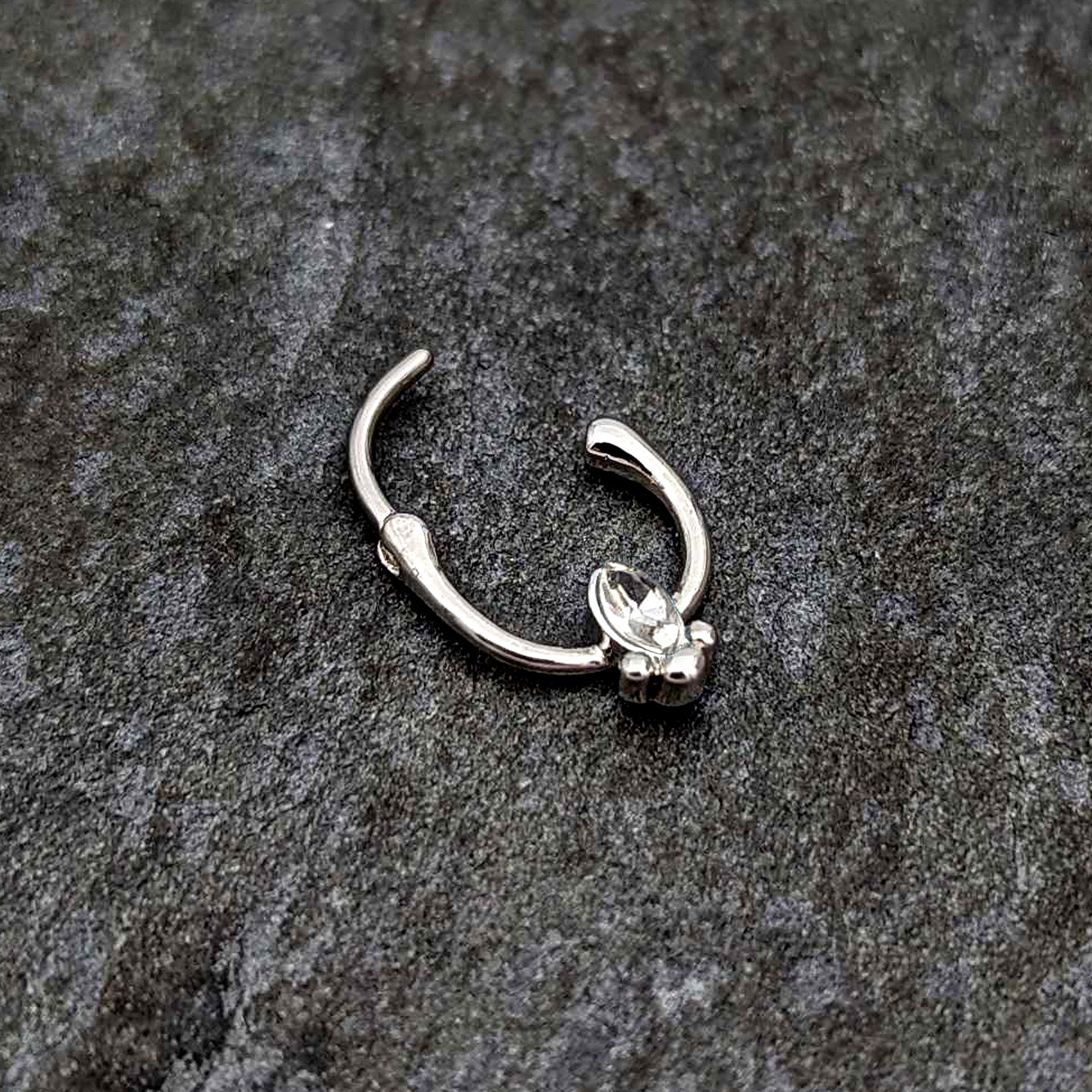 BodyCandy 16G 5/16 Clear Gem Deco Oval Cartilage Clicker — back view