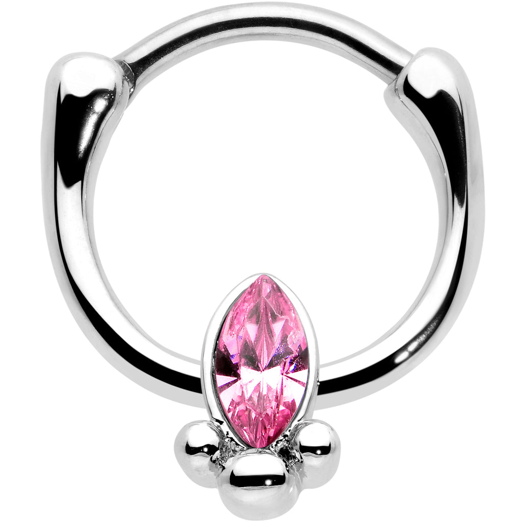 BodyCandy 16G 5/16 Pink Gem Deco Oval Cartilage Clicker — main product shot