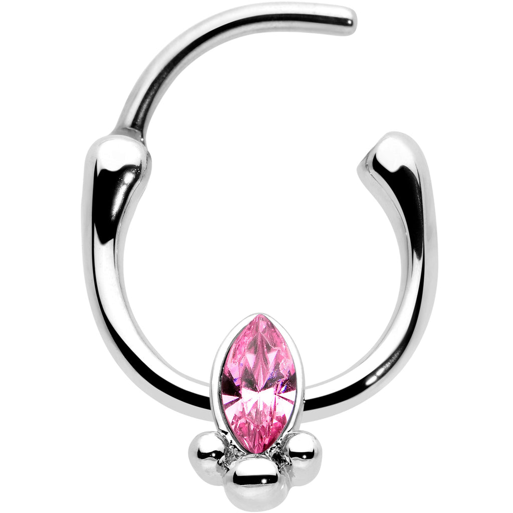 BodyCandy 16G 5/16 Pink Gem Deco Oval Cartilage Clicker — detail close-up