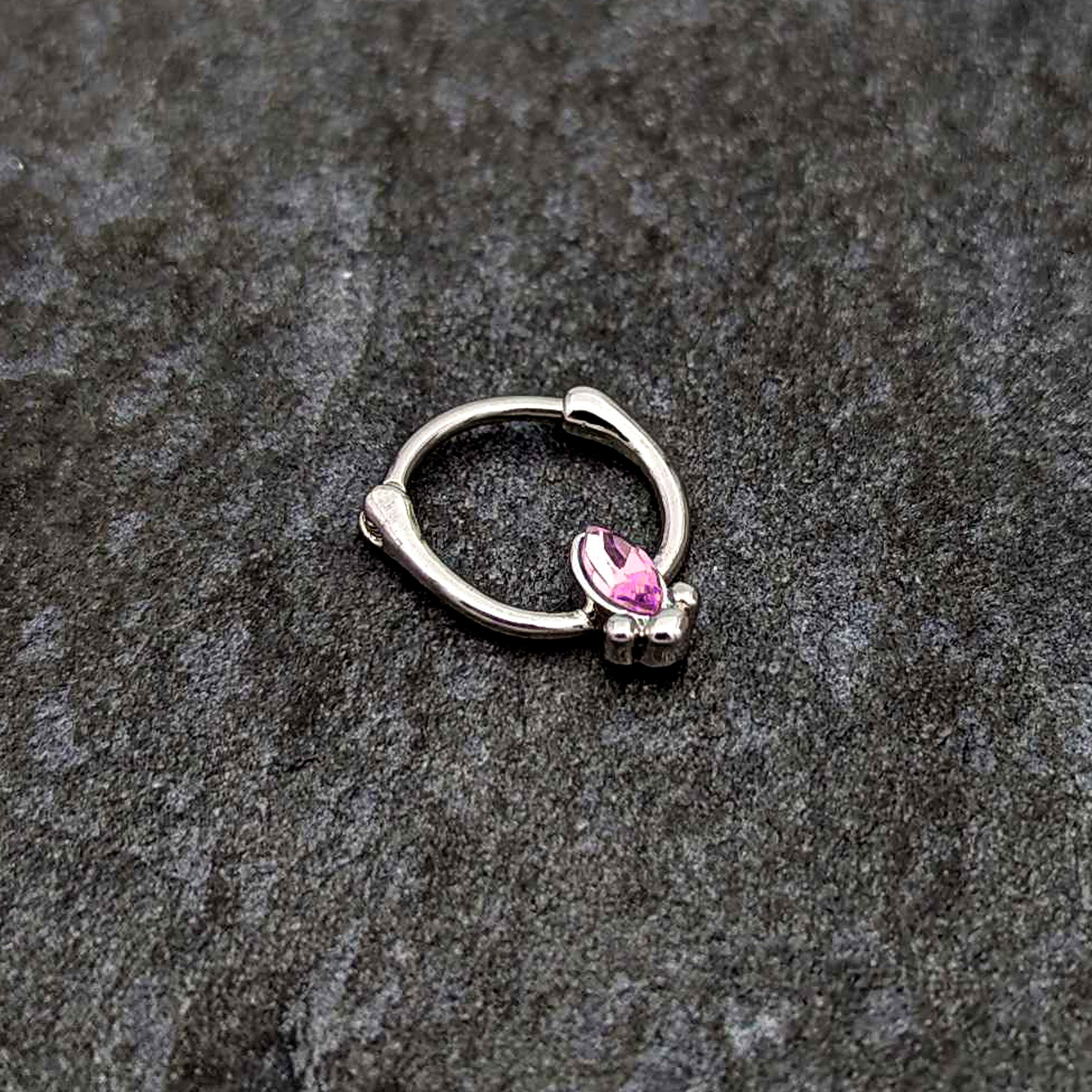 BodyCandy 16G 5/16 Pink Gem Deco Oval Cartilage Clicker — side view