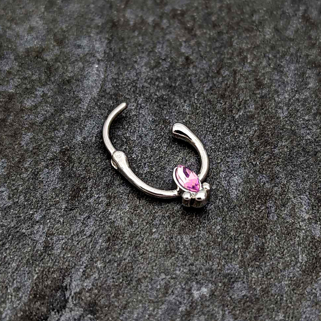 BodyCandy 16G 5/16 Pink Gem Deco Oval Cartilage Clicker — back view