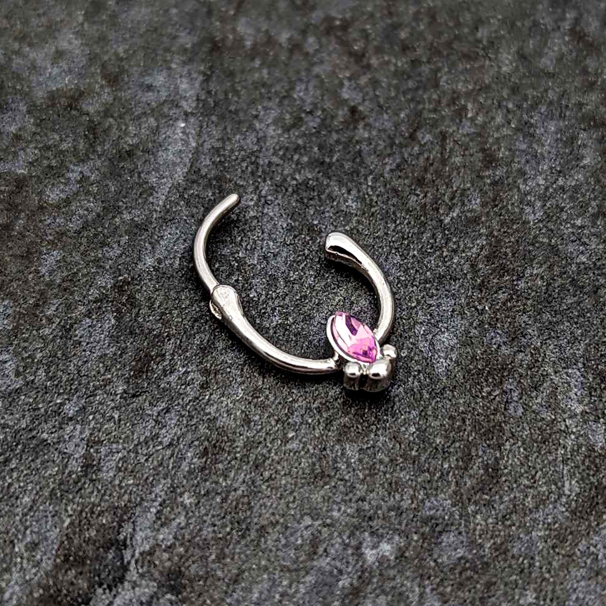 BodyCandy 16G 5/16 Pink Gem Deco Oval Cartilage Clicker — back view