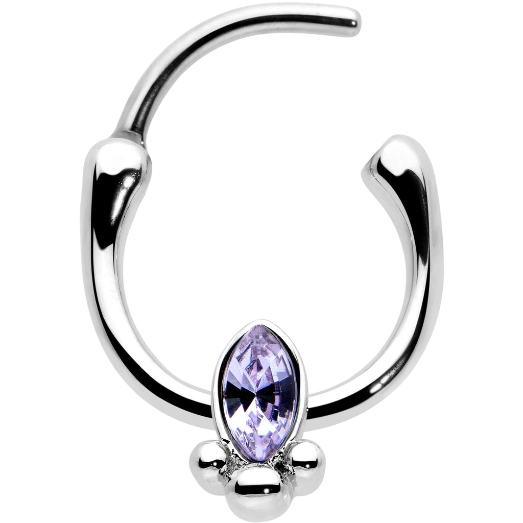 BodyCandy 16G 5/16 Purple Gem Deco Oval Cartilage Clicker — detail close-up