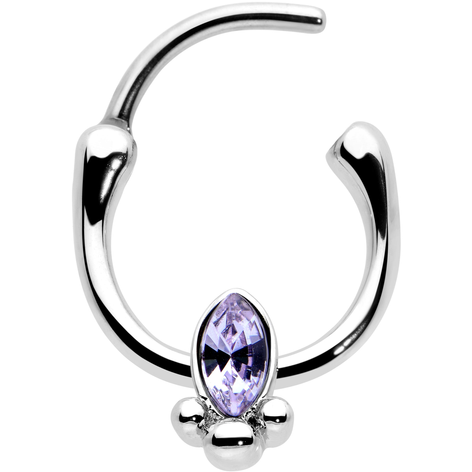 BodyCandy 16G 5/16 Purple Gem Deco Oval Cartilage Clicker — detail close-up