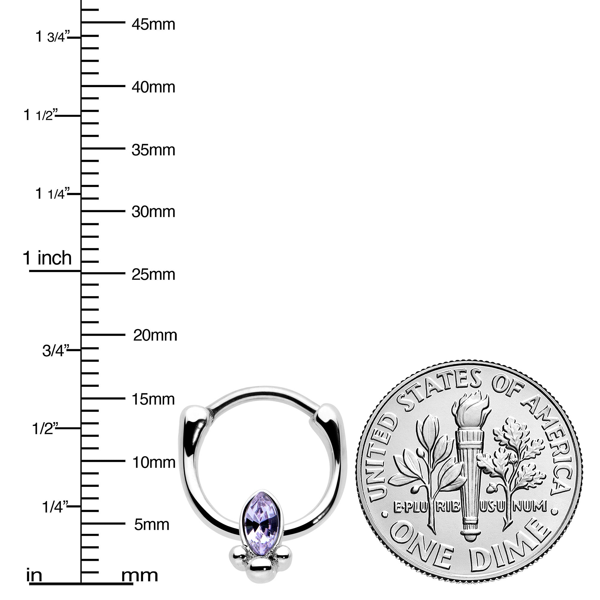 BodyCandy 16G 5/16 Purple Gem Deco Oval Cartilage Clicker — lifestyle context