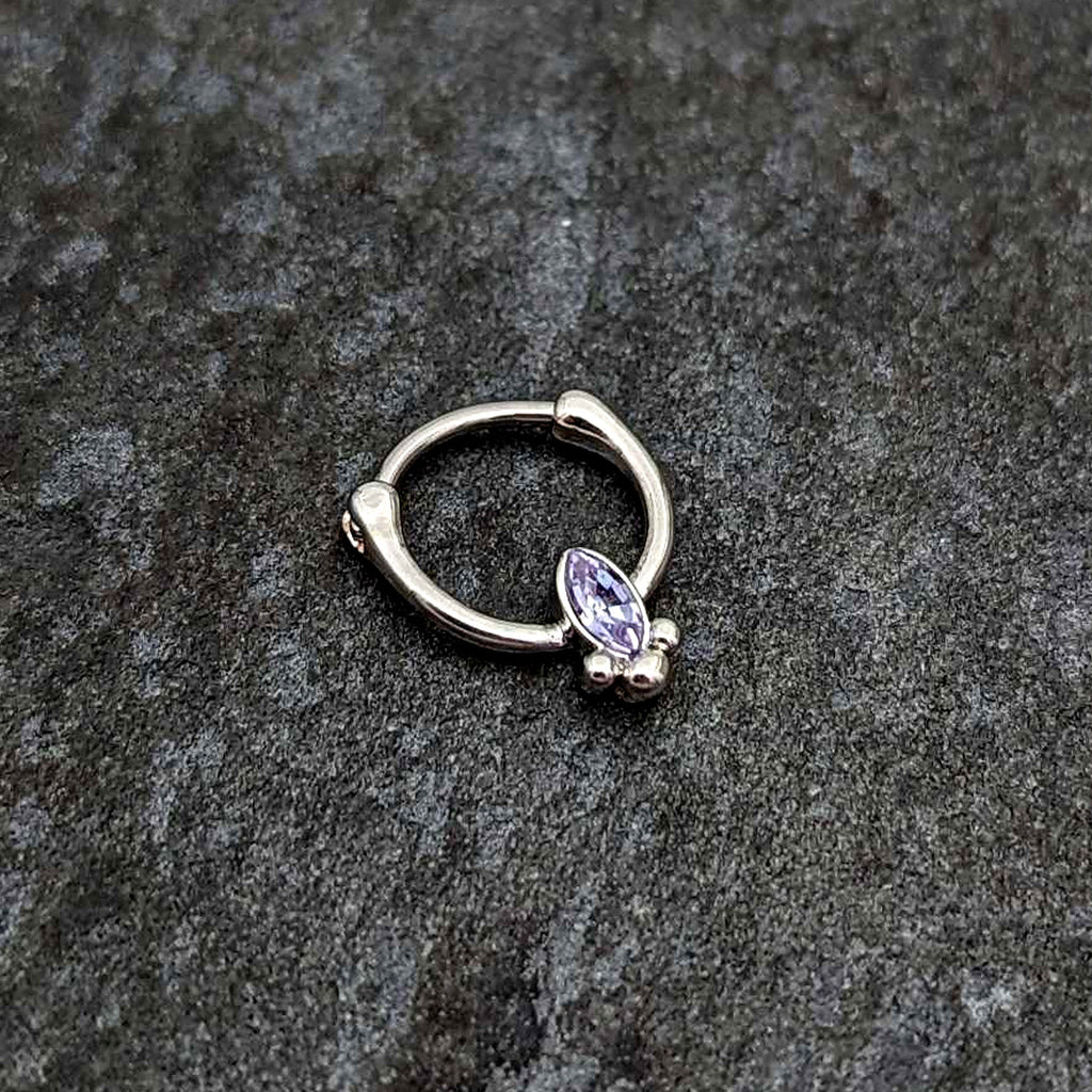 BodyCandy 16G 5/16 Purple Gem Deco Oval Cartilage Clicker — side view