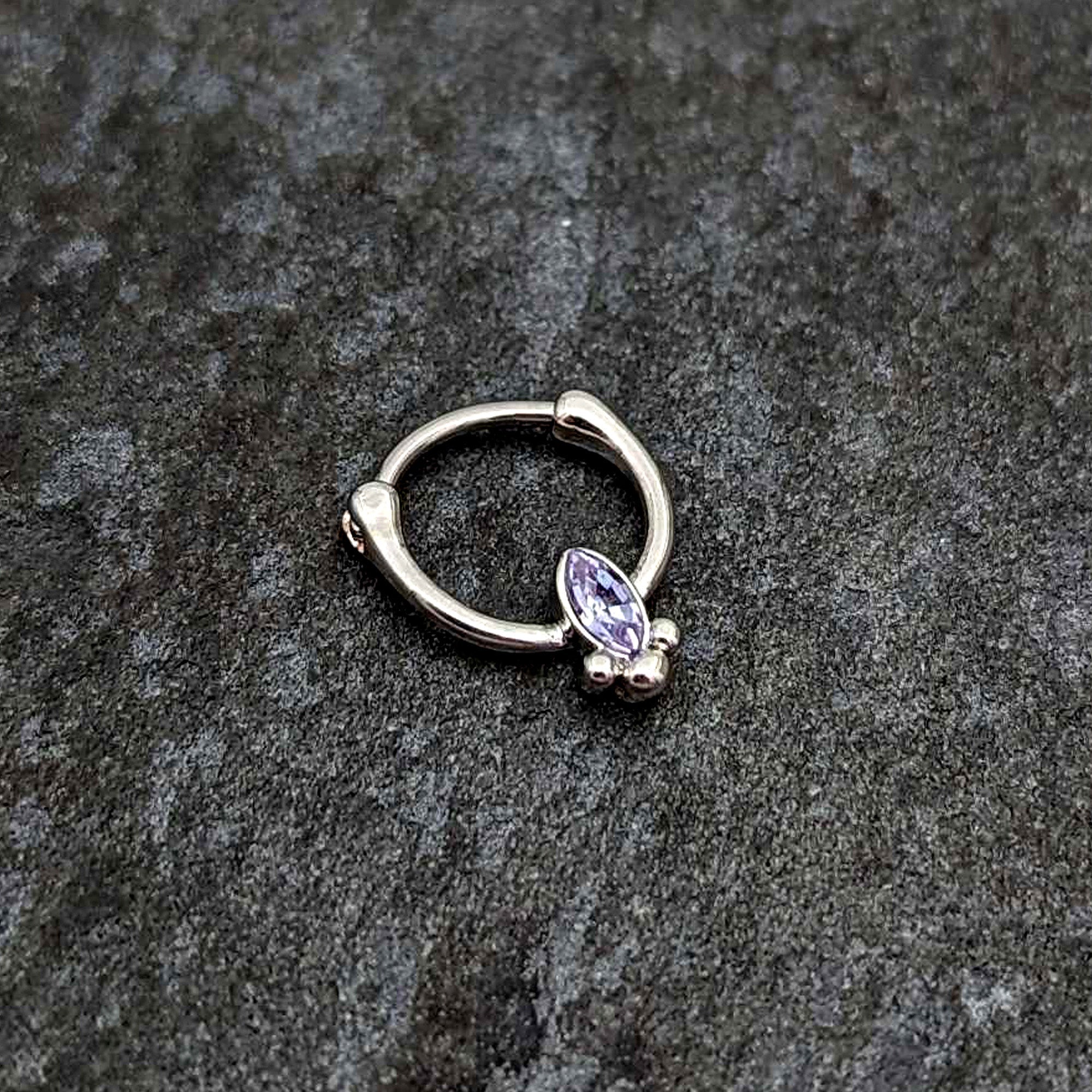 BodyCandy 16G 5/16 Purple Gem Deco Oval Cartilage Clicker — side view