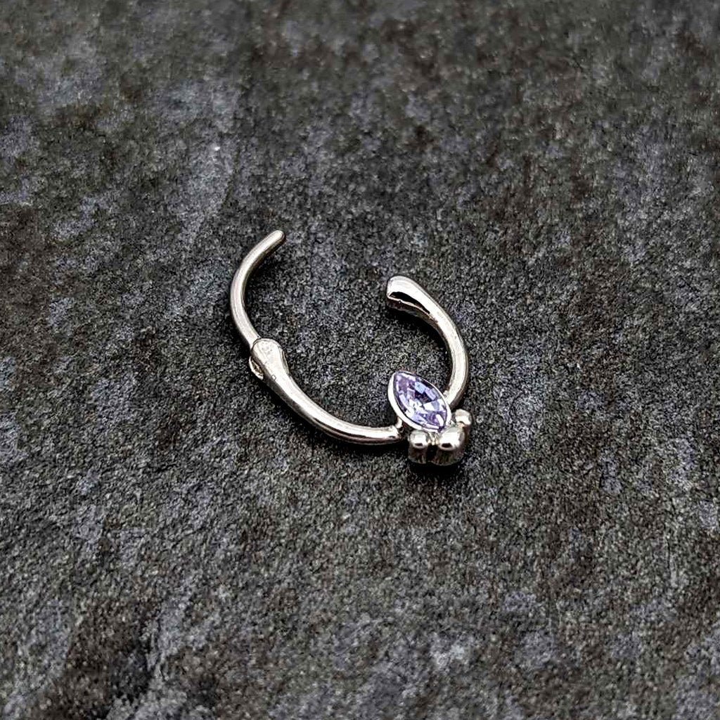BodyCandy 16G 5/16 Purple Gem Deco Oval Cartilage Clicker — back view