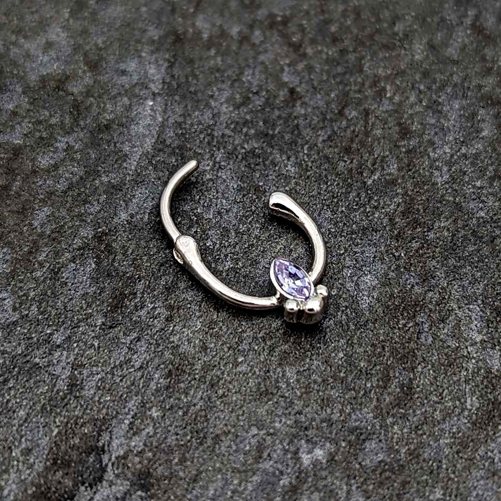 BodyCandy 16G 5/16 Purple Gem Deco Oval Cartilage Clicker — back view