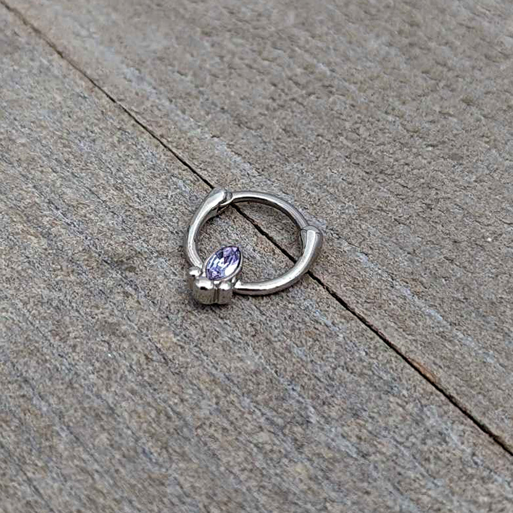BodyCandy 16G 5/16 Purple Gem Deco Oval Cartilage Clicker — alternative angle