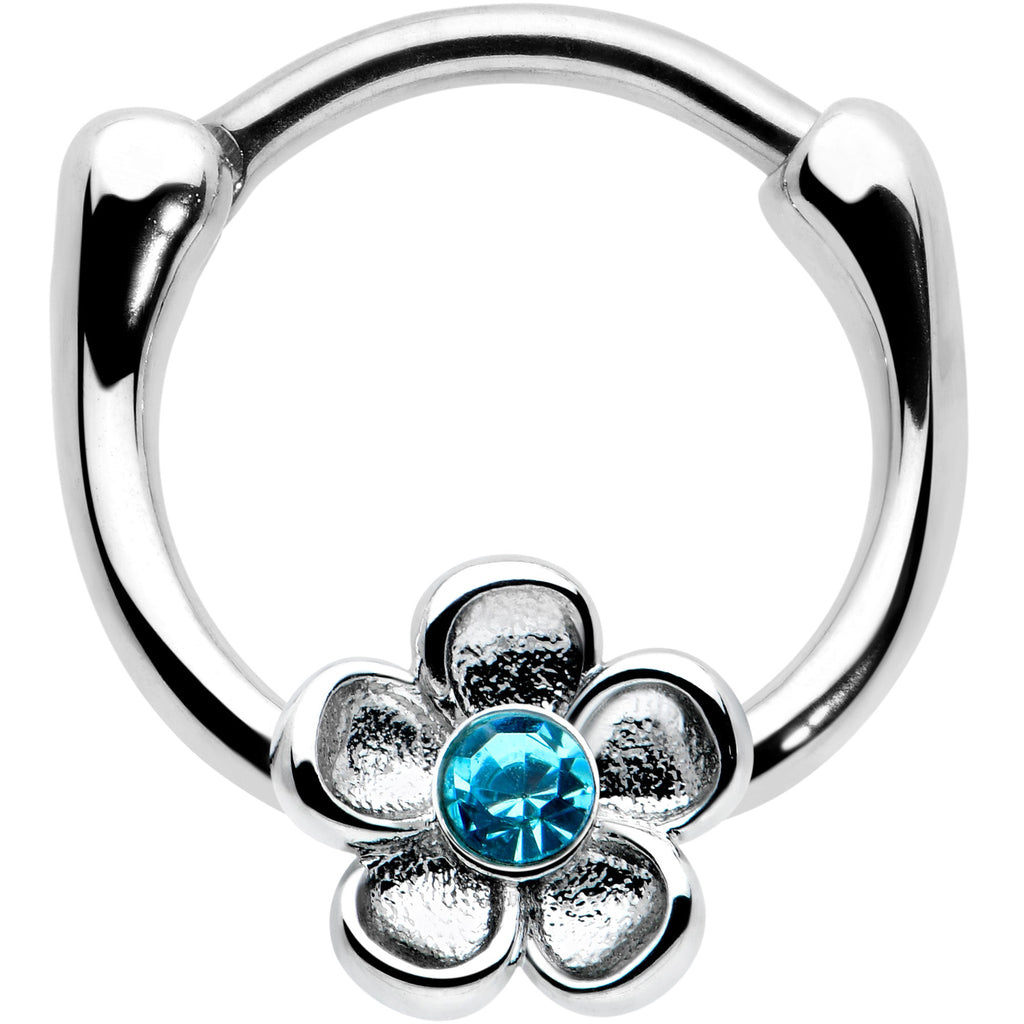 BodyCandy 16G 5/16 Blue Gem Sweetheart Flower Cartilage Clicker — main product shot