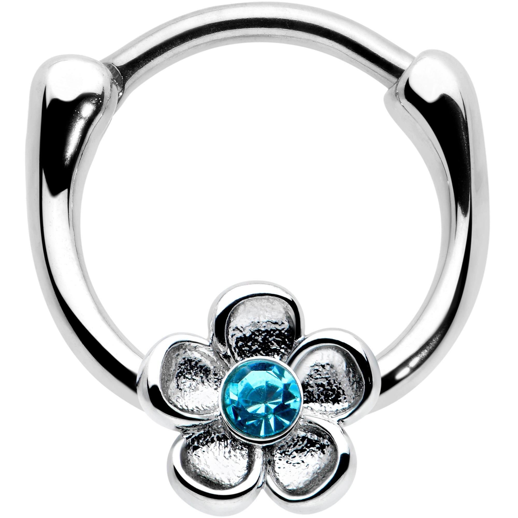 BodyCandy 16G 5/16 Blue Gem Sweetheart Flower Cartilage Clicker — main product shot