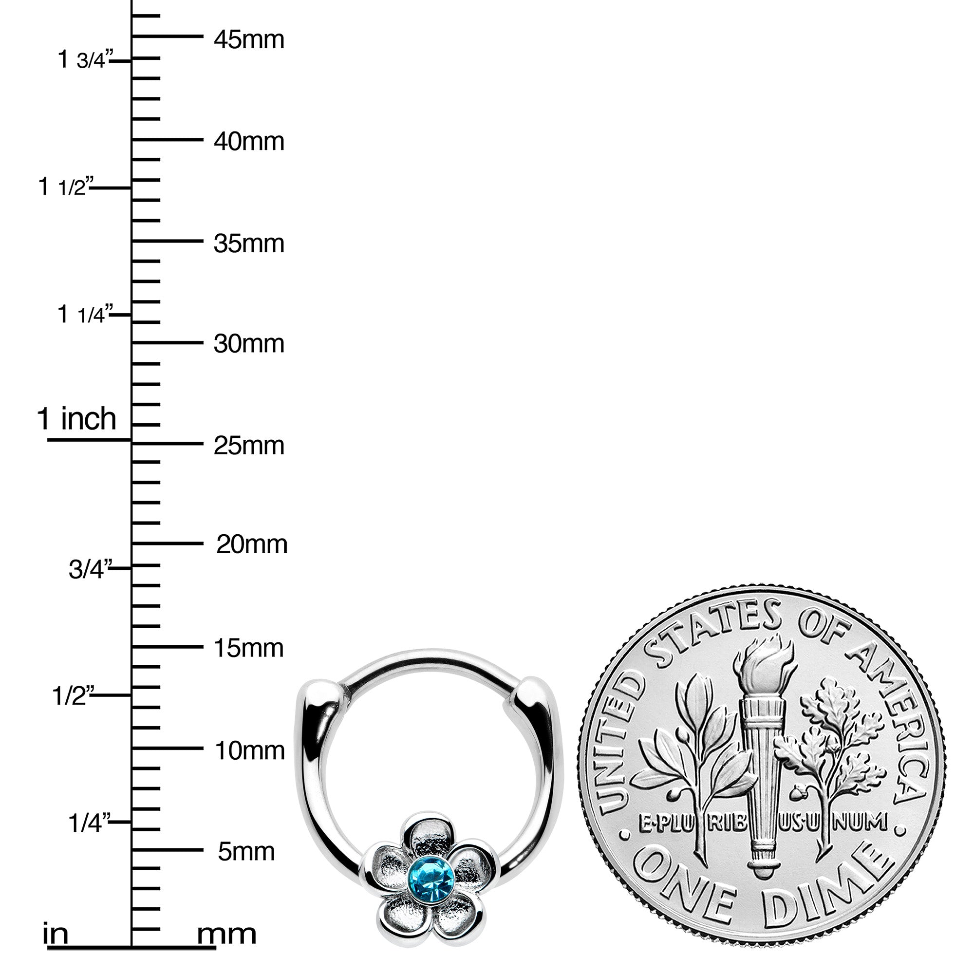 BodyCandy 16G 5/16 Blue Gem Sweetheart Flower Cartilage Clicker — lifestyle context