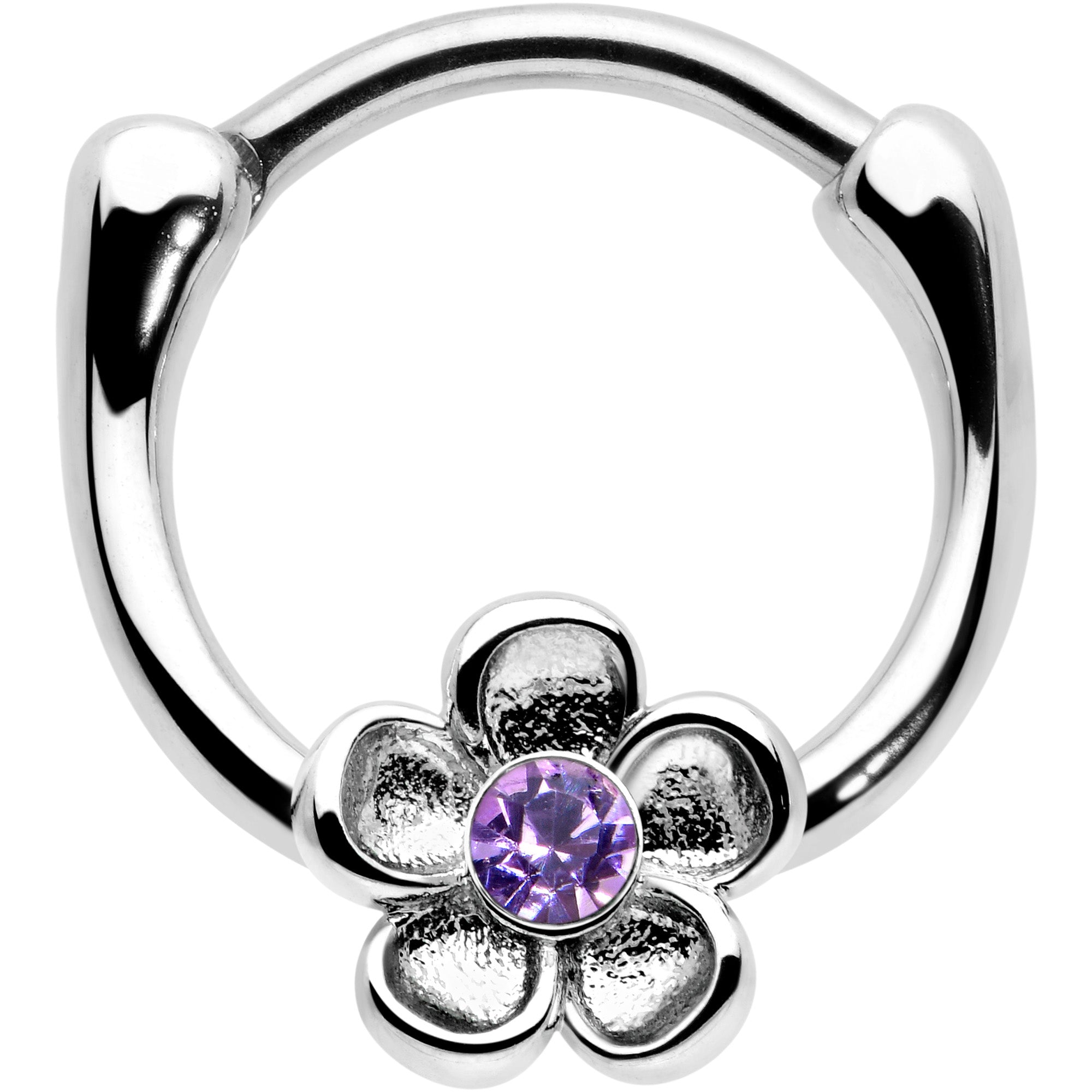 BodyCandy 16G 5/16 Purple Gem Sweetheart Flower Cartilage Clicker — main product shot