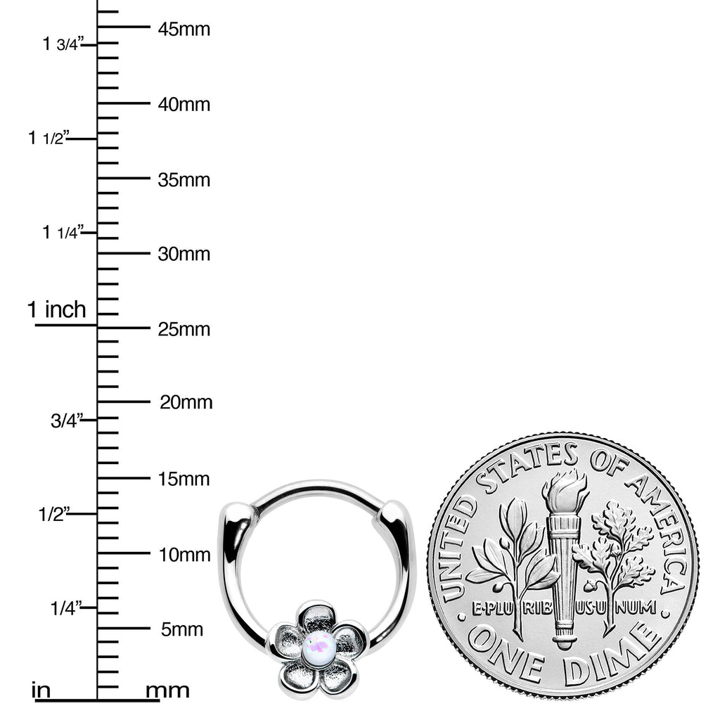 BodyCandy 16G 5/16 White Faux Opal Sweetheart Flower Cartilage Clicker — lifestyle context