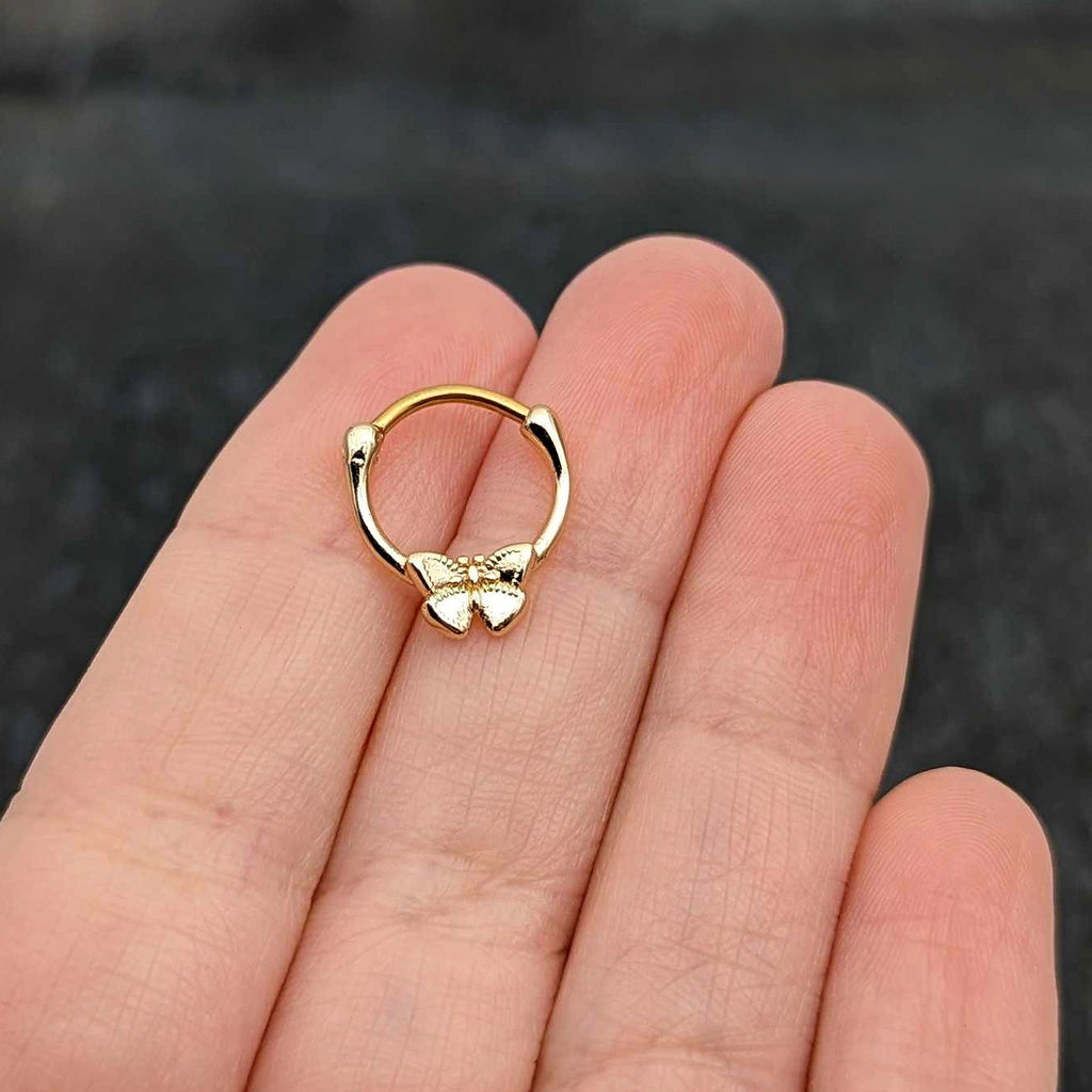 BodyCandy 16G 5/16 Gold Tone Simple Textured Butterfly Cartilage Clicker — size reference