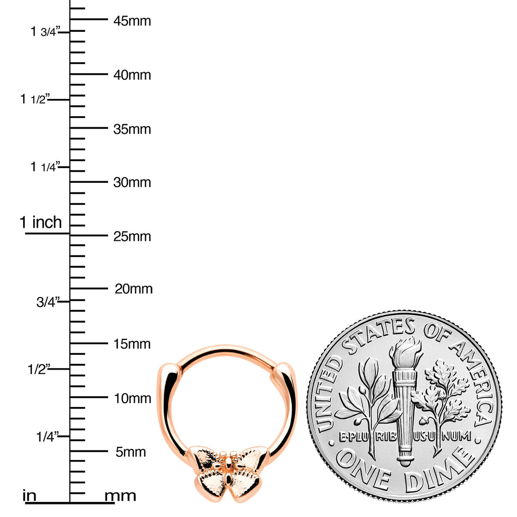 BodyCandy 16G 5/16 Rose Gold Tone Simple Textured Butterfly Cartilage Clicker — lifestyle context