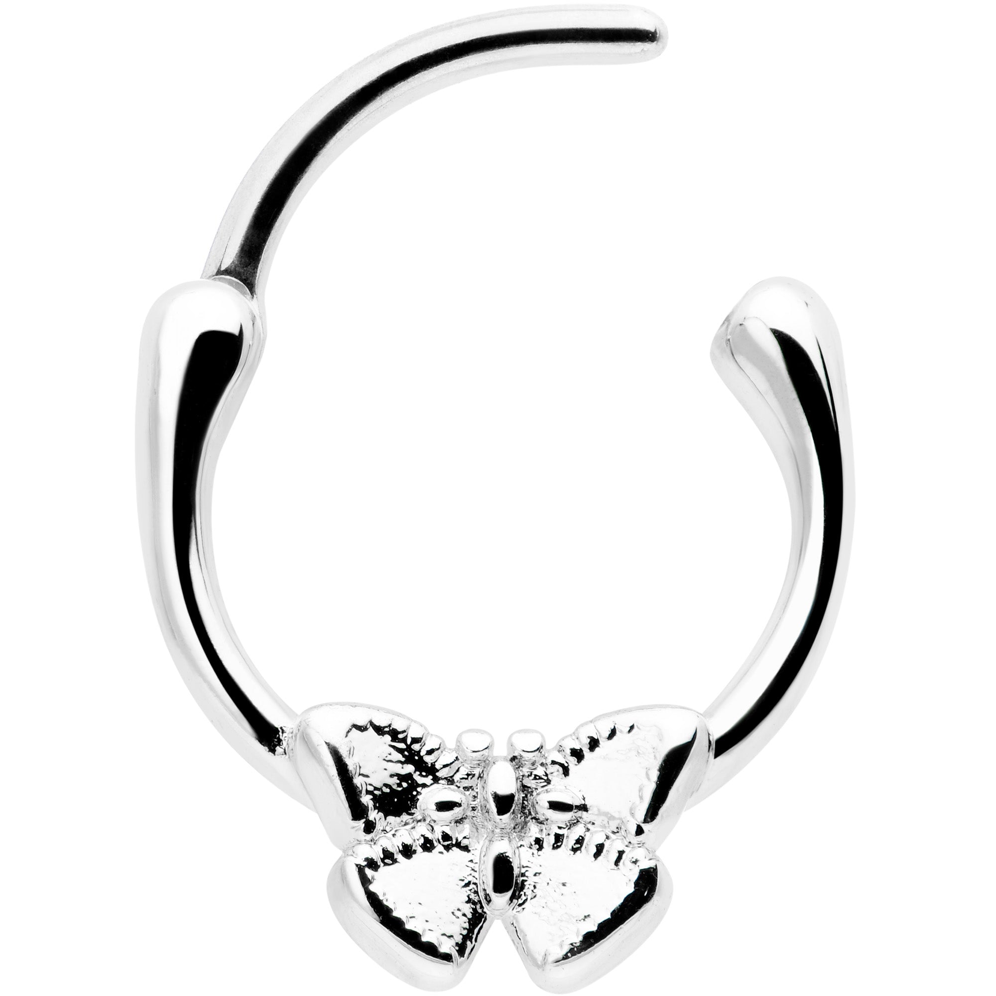 BodyCandy 16G 5/16 Simple Textured Butterfly Cartilage Clicker — detail close-up