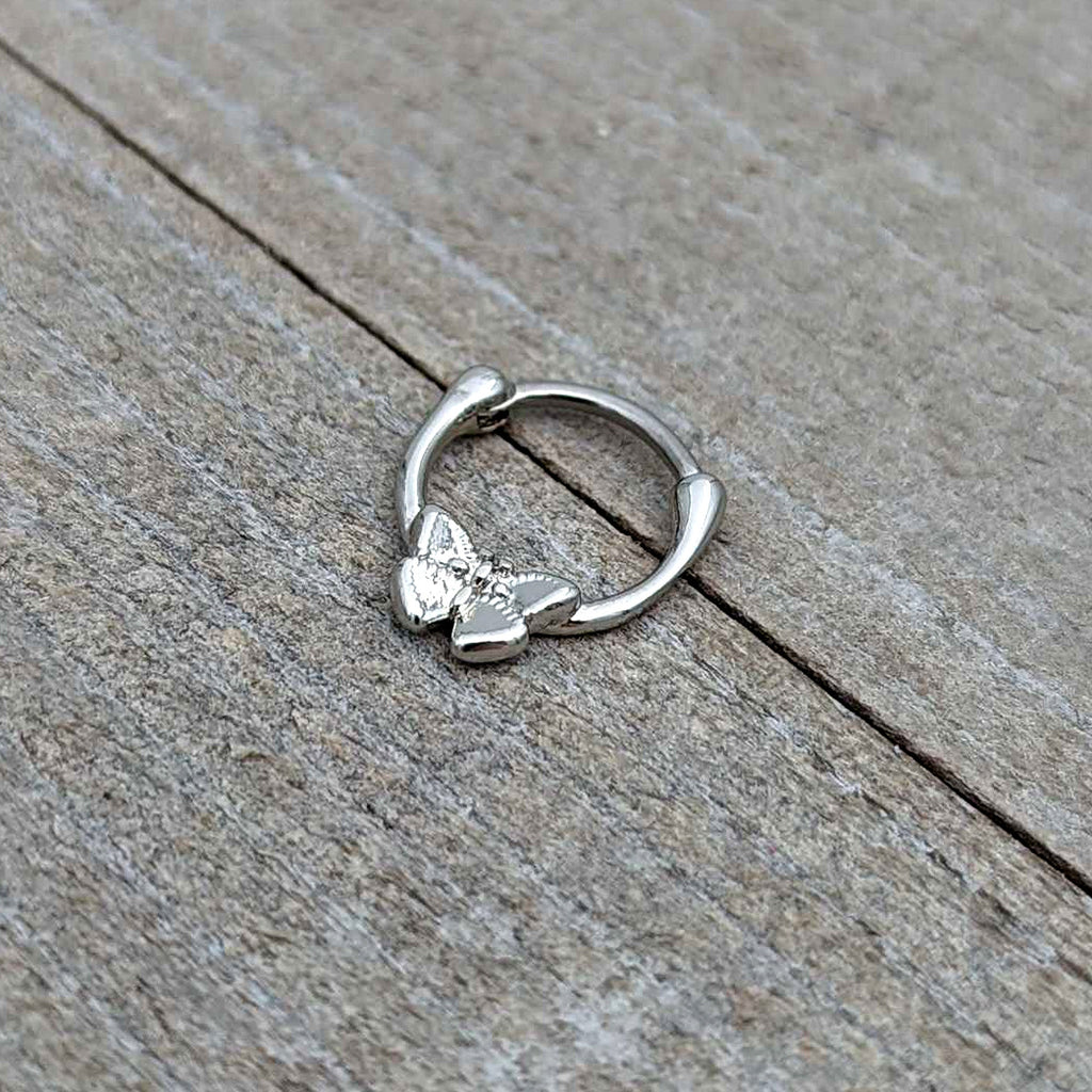 BodyCandy 16G 5/16 Simple Textured Butterfly Cartilage Clicker — alternative angle