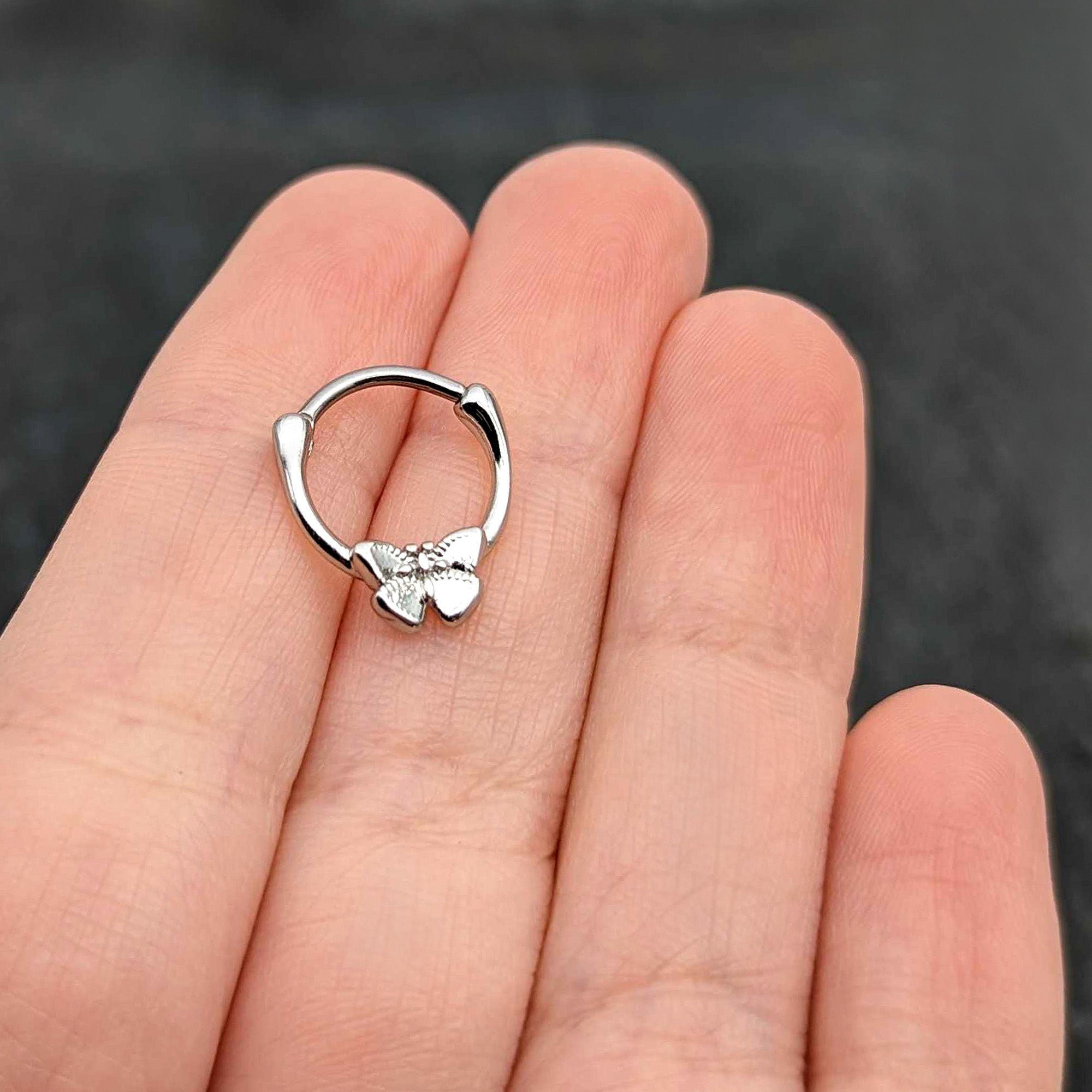 BodyCandy 16G 5/16 Simple Textured Butterfly Cartilage Clicker — size reference